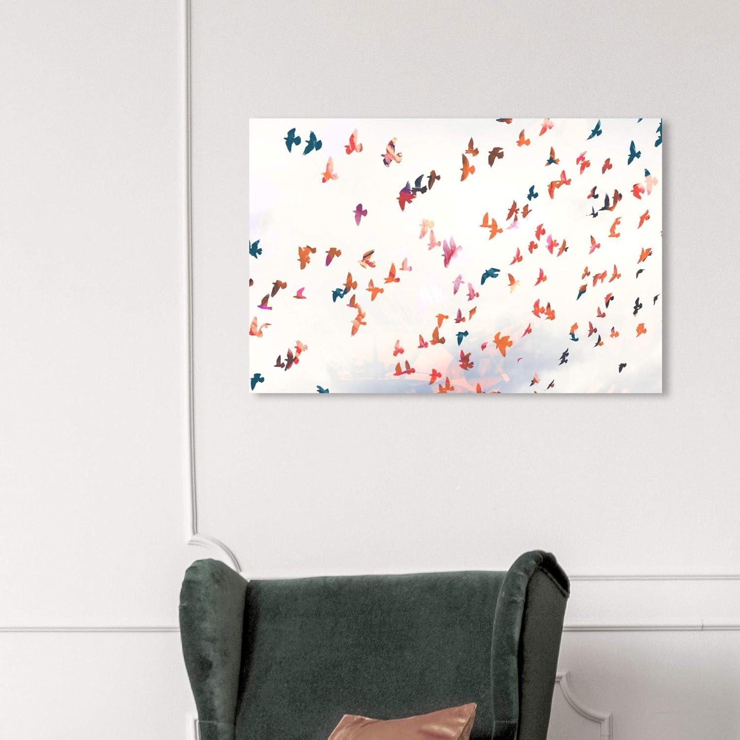 Wynwood Studio 'Birds in the Fall' Animals Wall Art Canvas Print - White, Orange, 36" x 24"
