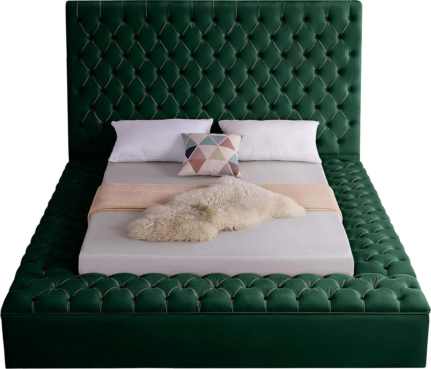 Meridian Furniture Bliss Modern Wood Storage Platform Bed, King, Green