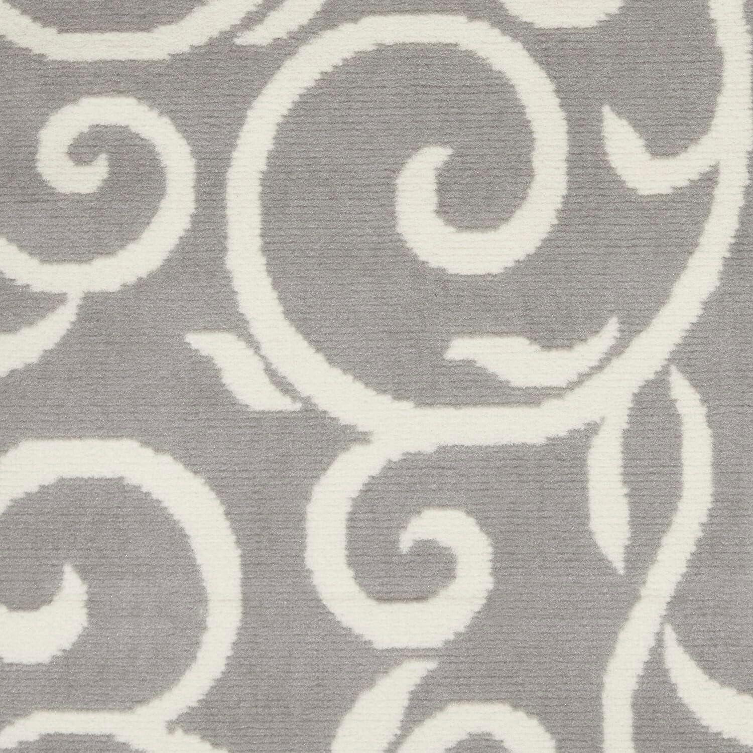 Nourison Grafix 7'10" x 9'10" (8' x 10') Grey Area Rug Bohemian Contemporary Botanical by Nourison