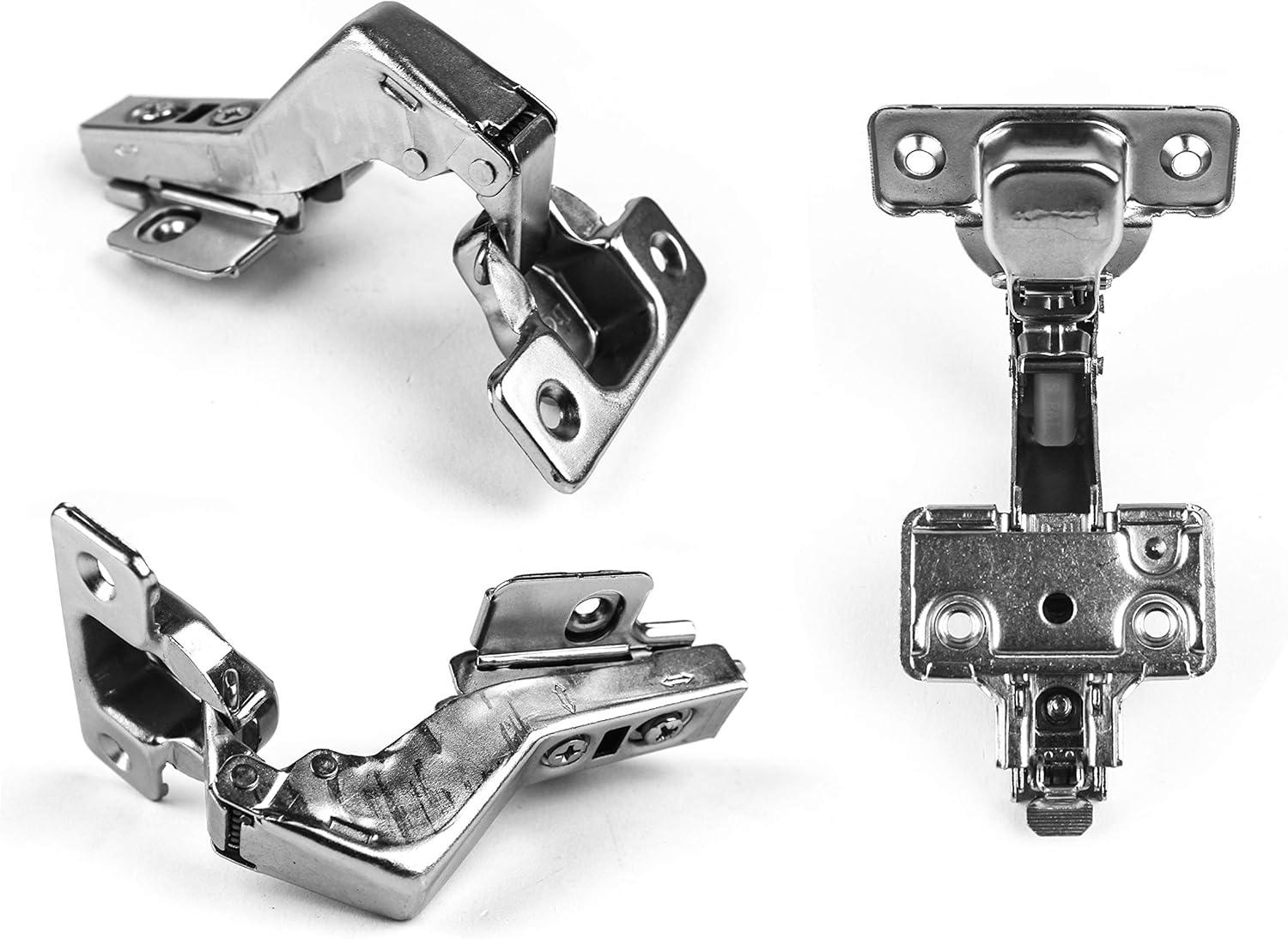 Berta 2-Pack Frameless Soft-Close Cabinet Hinges, 3D Adjustable Clip-On with Mounting Screws for 45° Corner Applications – Durable & Easy to Install