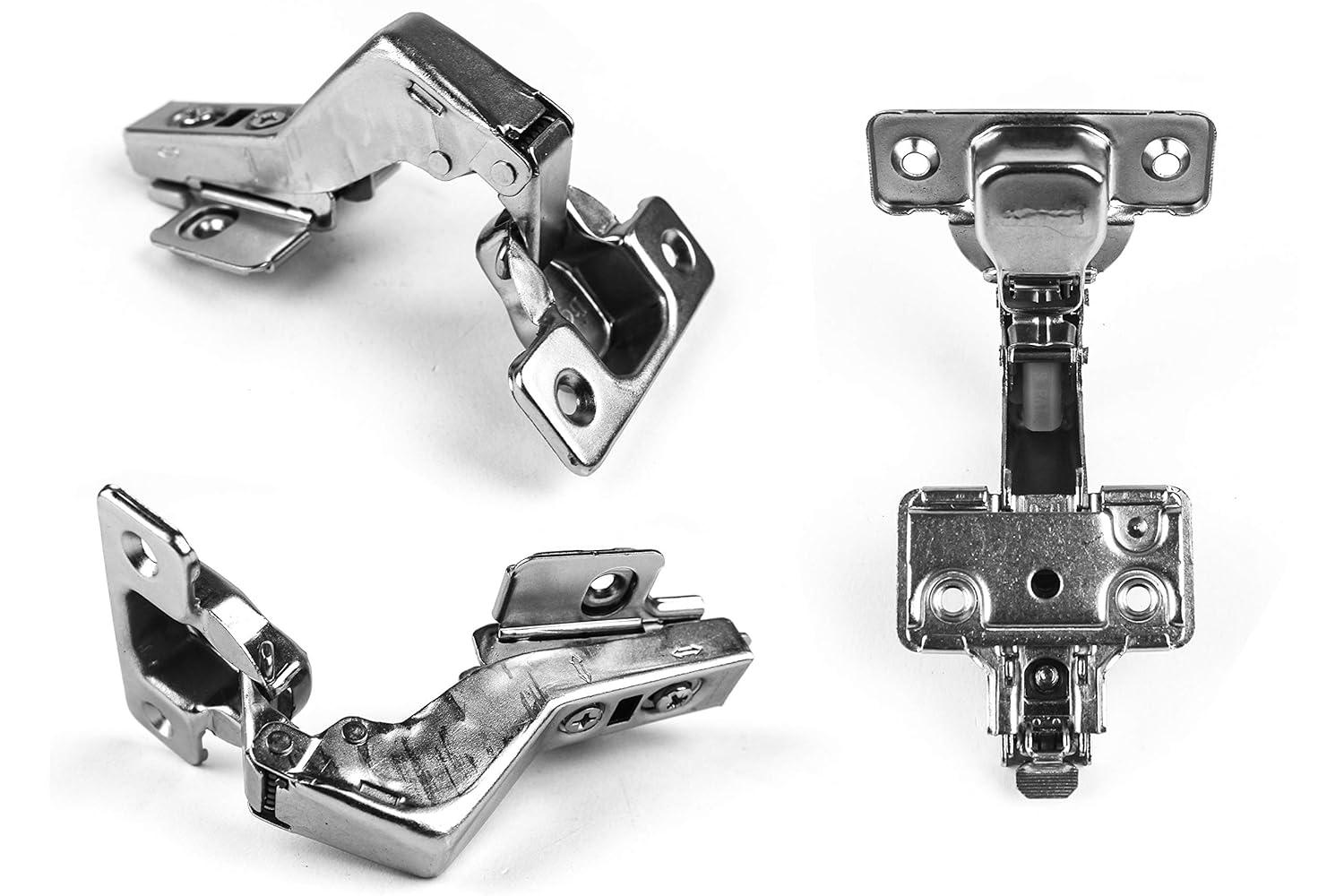 Berta 2-Pack Frameless Soft-Close Cabinet Hinges, 3D Adjustable Clip-On with Mounting Screws for 45° Corner Applications – Durable & Easy to Install