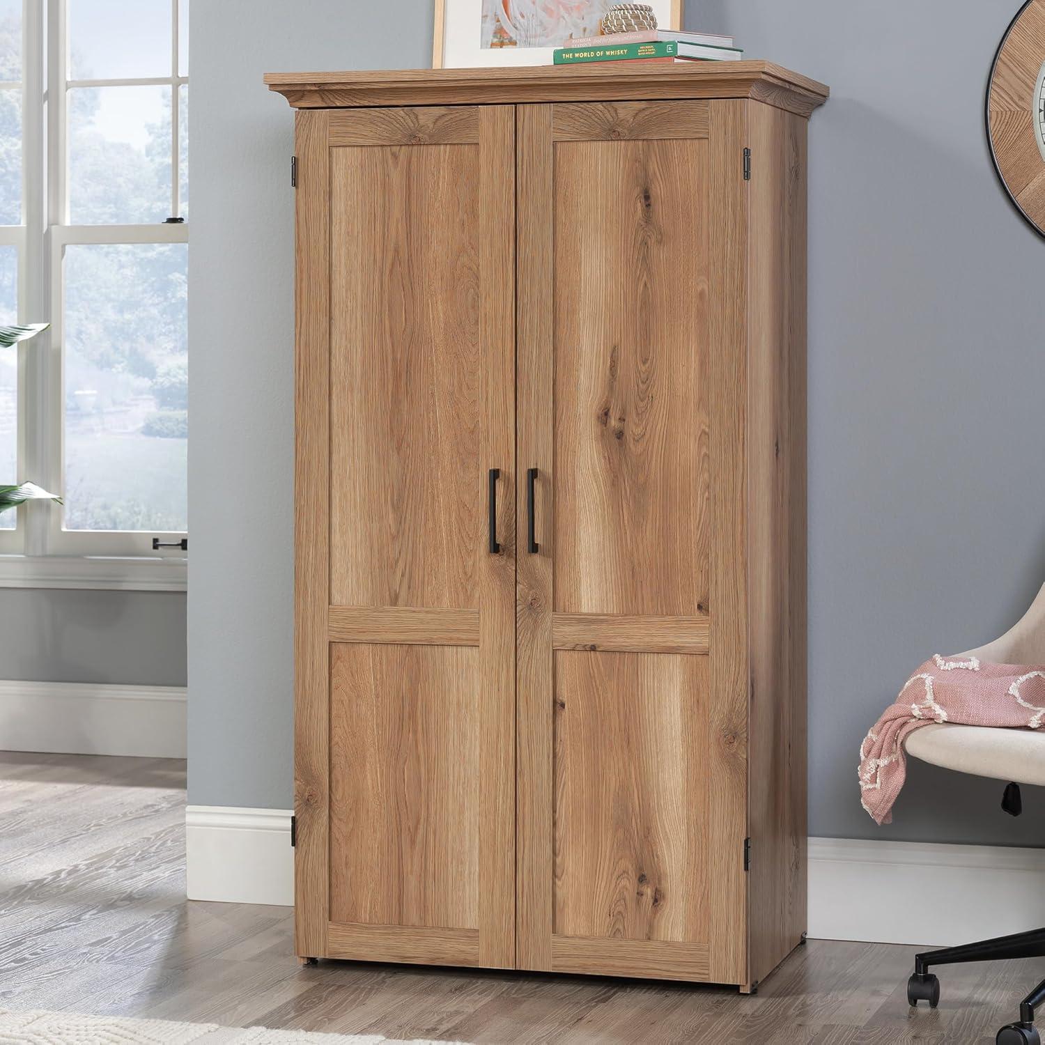 Timber Oak Brown Storage Craft and Sewing Armoire