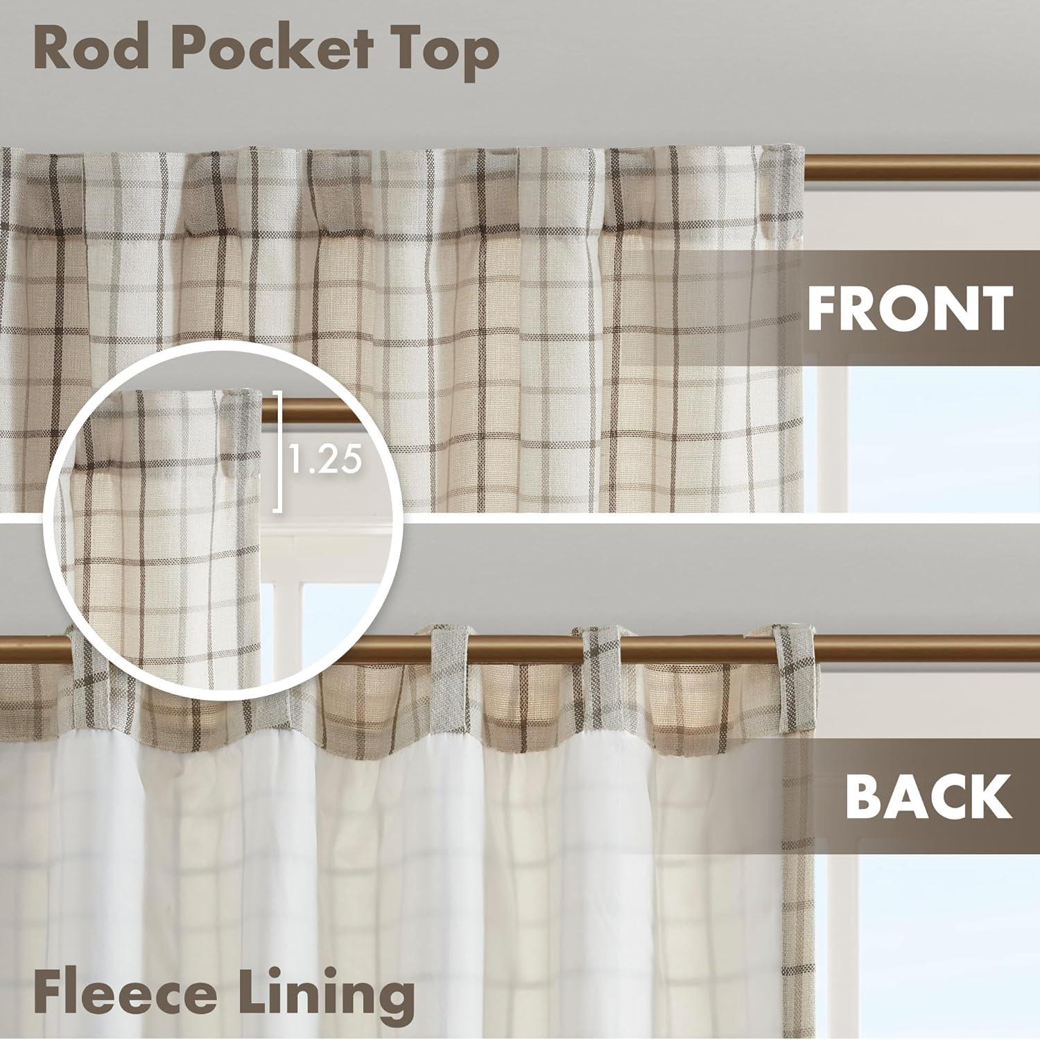Anaheim Woven Plaid Room Darkening Thermal Fleece Lined Single Curtain Panel