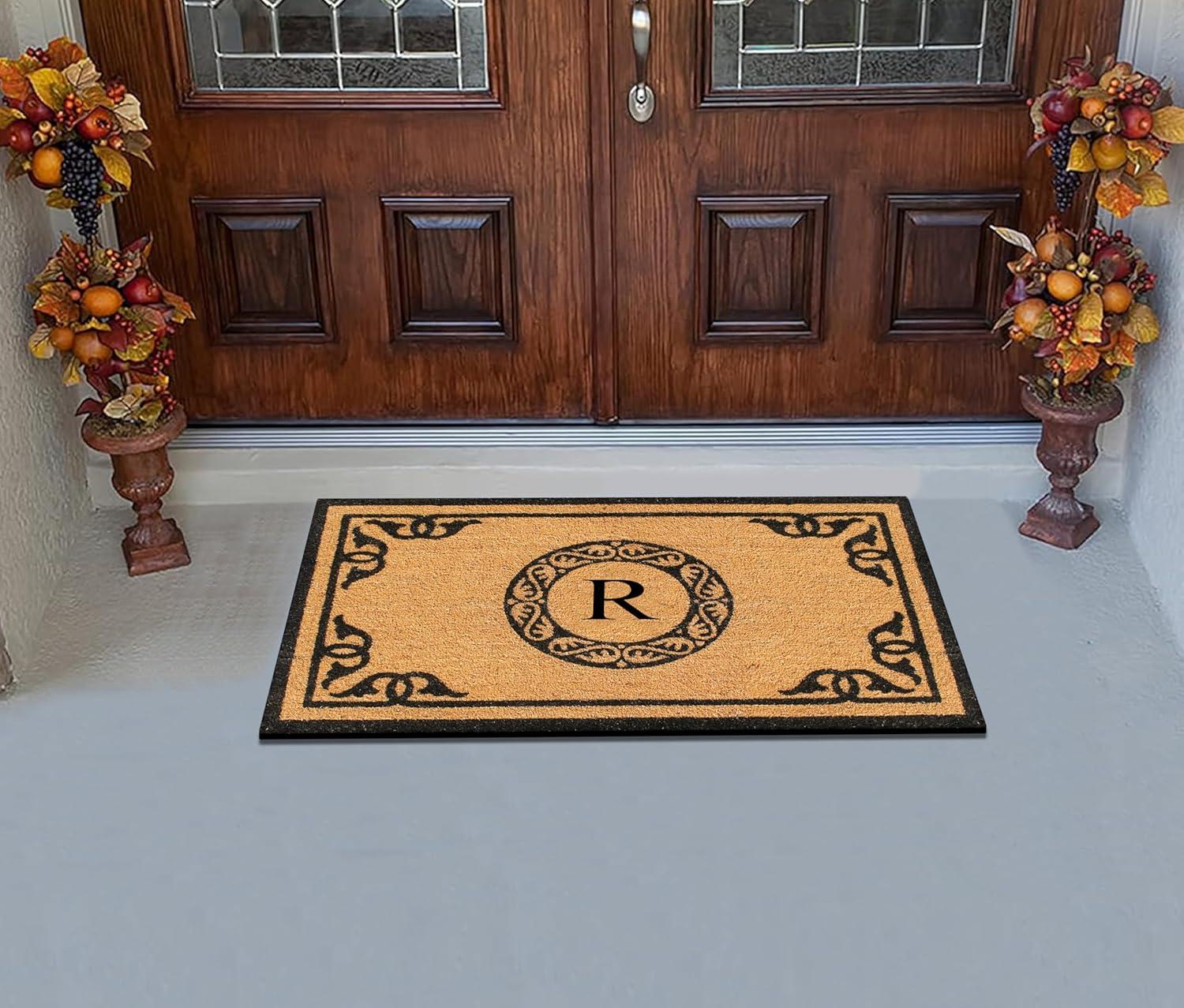 A1HC First Impression Hand Crafted by Artisans Geneva Monogrammed Entry Doormat, 24"X39" R