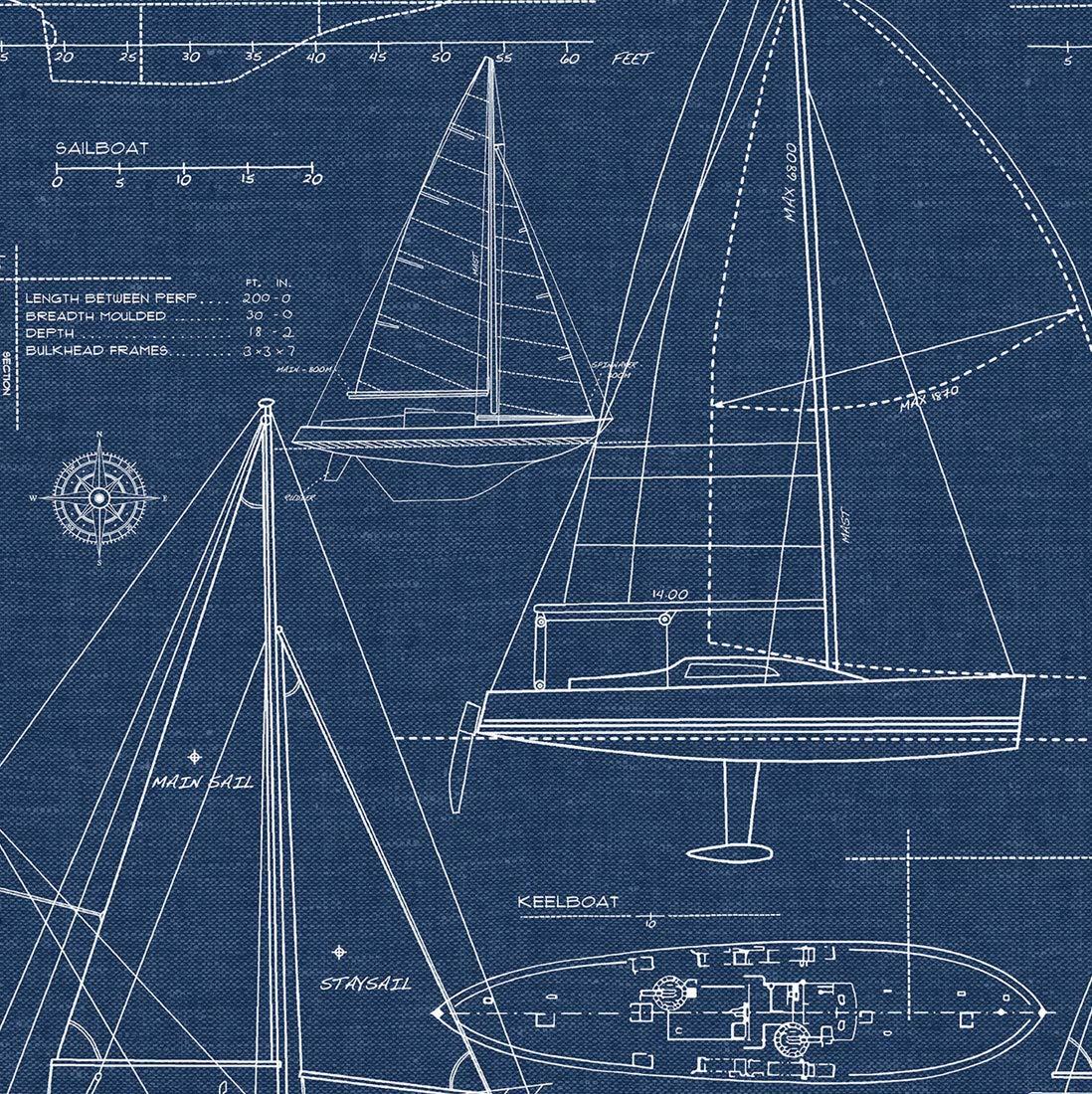 NextWall Navy Blue Yacht Club Peel and Stick Wallpaper