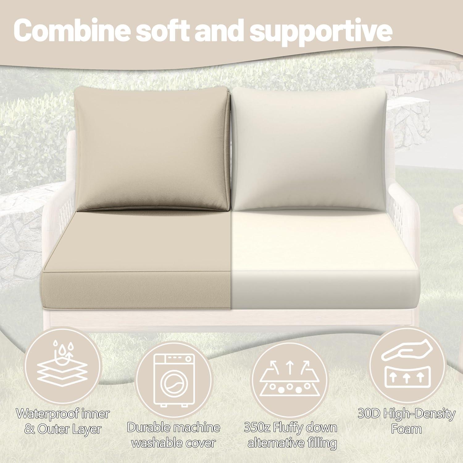 Outdoor Loveseat Cushion Set 46 X 26 Inch Water Repellent & Fadeness Patio Furniture Cushions,Removable Outdoor Couch Cushions with Hidden Zipper & Adjustment Staps for Couch, Bench, and Swing