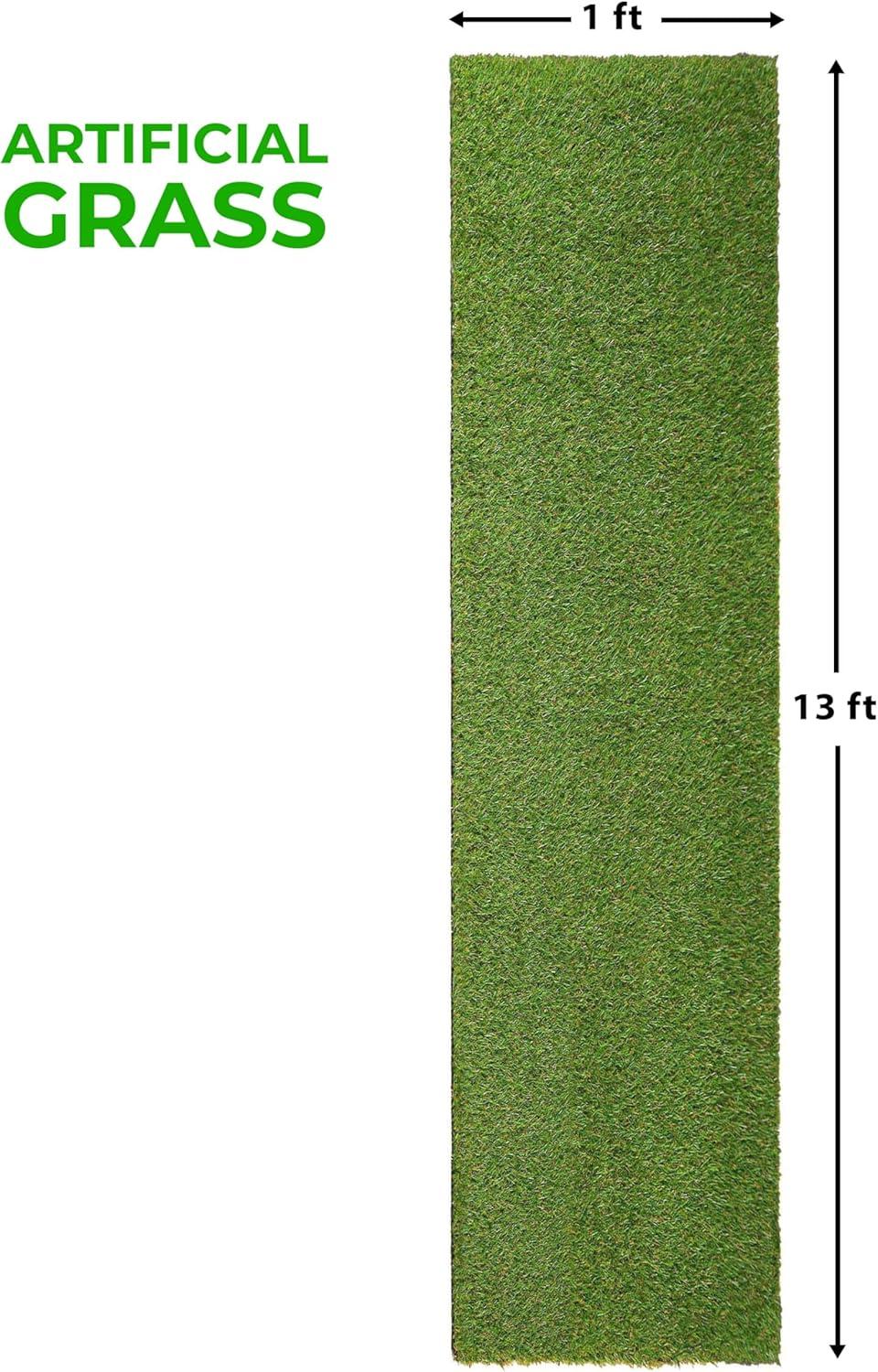 Superior Waterproof 1' x 13', Indoor/Outdoor Artificial Grass Runner Rug, Synthetic Turf Rugs, Green