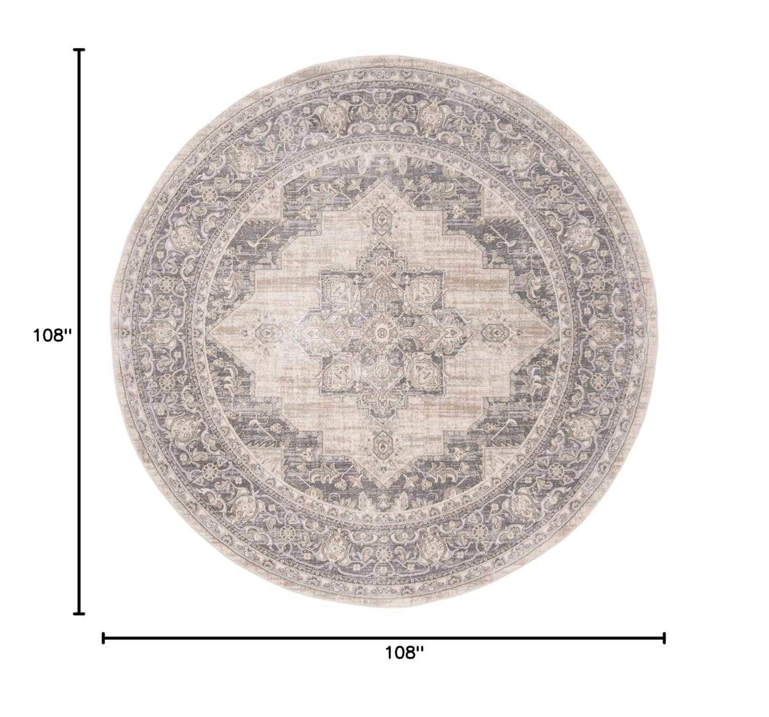 SAFAVIEH Brentwood Salah Oriental Area Rug, Cream/Grey, 9' x 9' Round