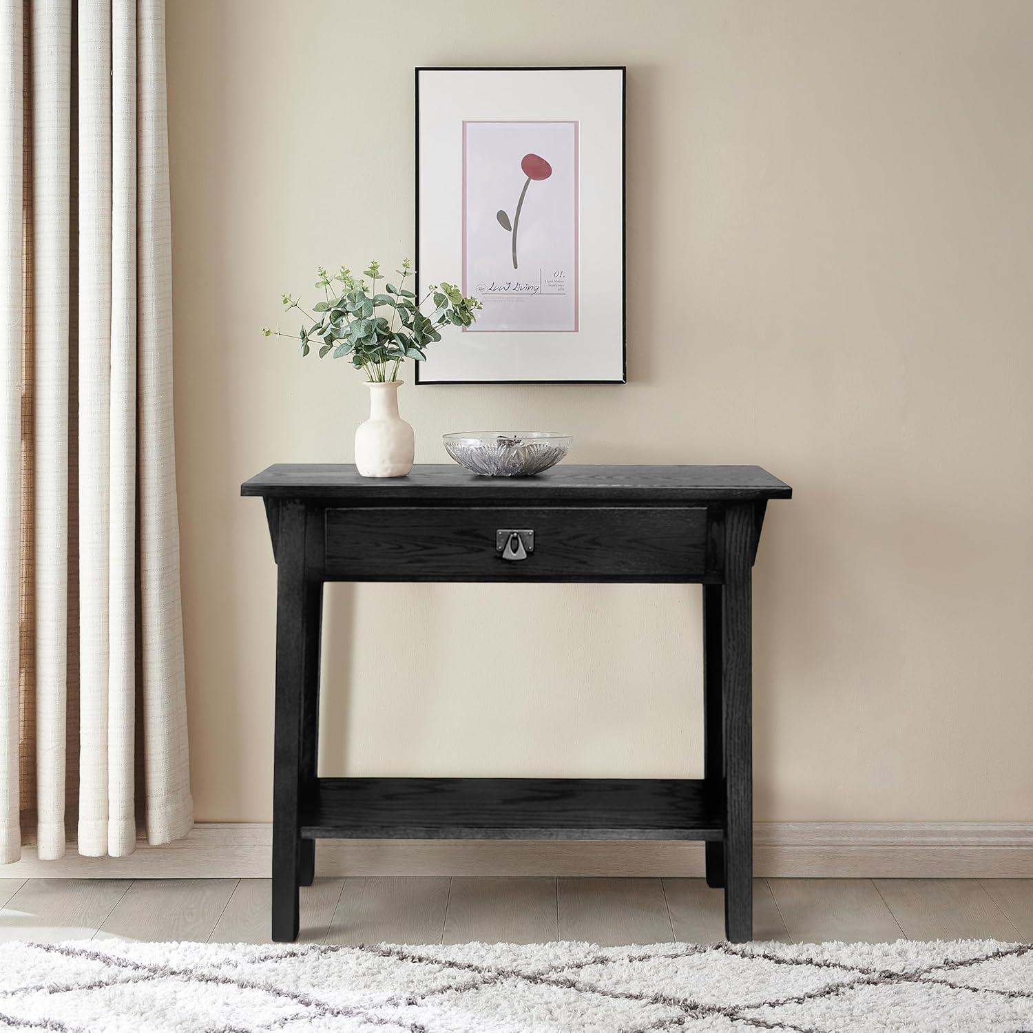 Favorite Finds Mission Hall Stand Slate Finish - Leick Home: Compact Wood Entryway Table with Drawer, CARB Certified