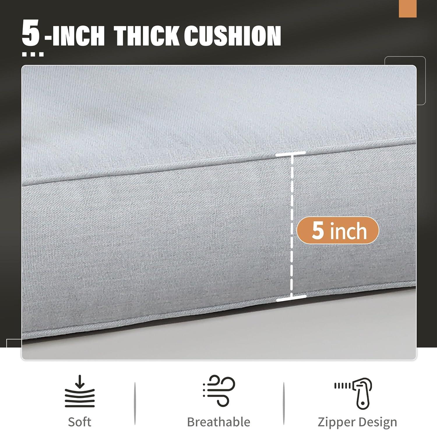 Heynemo Aluminum Patio Furniture Set with Fire Pit Table, 4 Piece Outdoor Furniture with Cushions for Balcony Backyard, White (Ship in 4 Boxes) Set of