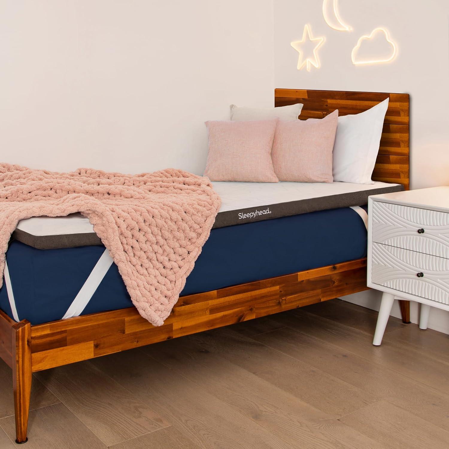 Sleepyhead Twin XL 2 Inch Super Memory Foam Mattress Topper for College Dorm – Copper & Gel Infused, Cooling, Washable Cover, Thick & Comfortable Mattress Pad, Dorm Room Essentials (XL Twin 2")