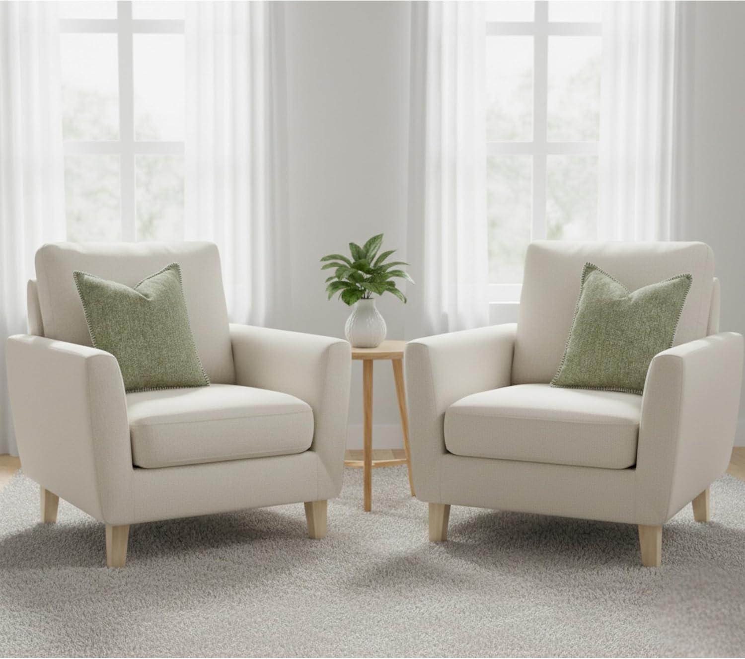 Oveesha Soft Chenille Throw Pillow Covers With Stitched Edge (Set of 2)