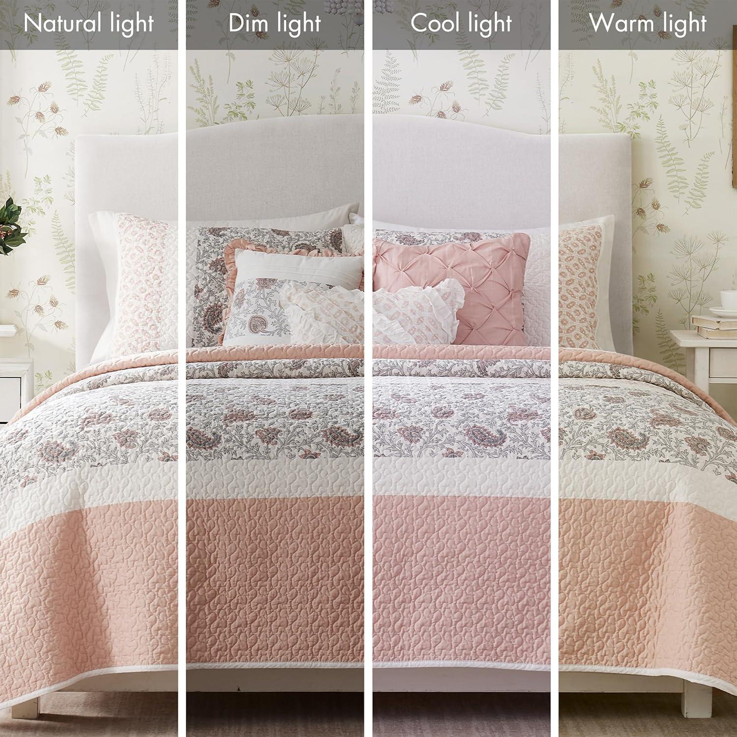 Dawn 6 Piece Cotton Percale Quilt Set with Throw Pillows