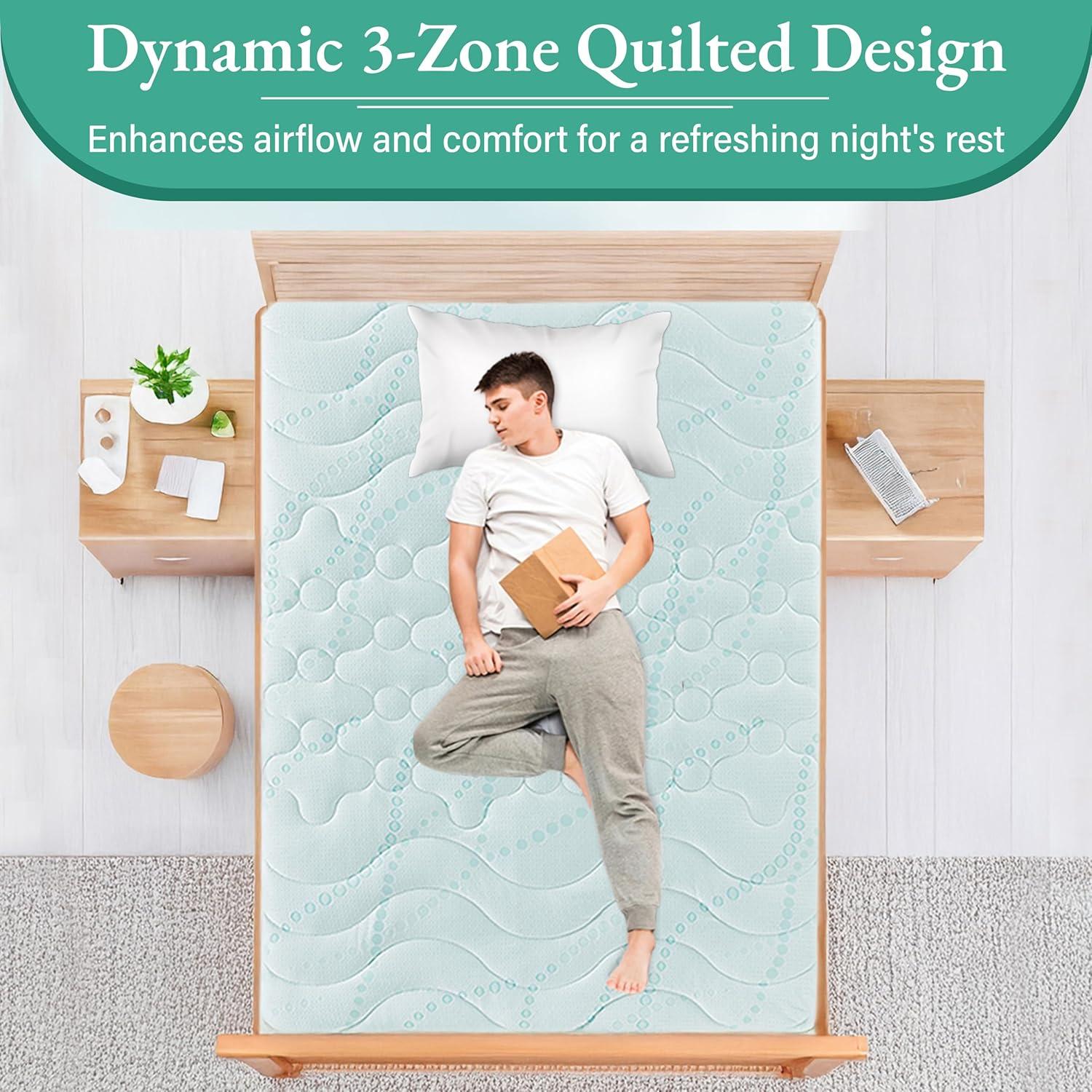 3-Zone Cooling Mattress Pad, Quilted Mattress Pad with Deep Pocket, Fits 8 - 20 Inch Mattress