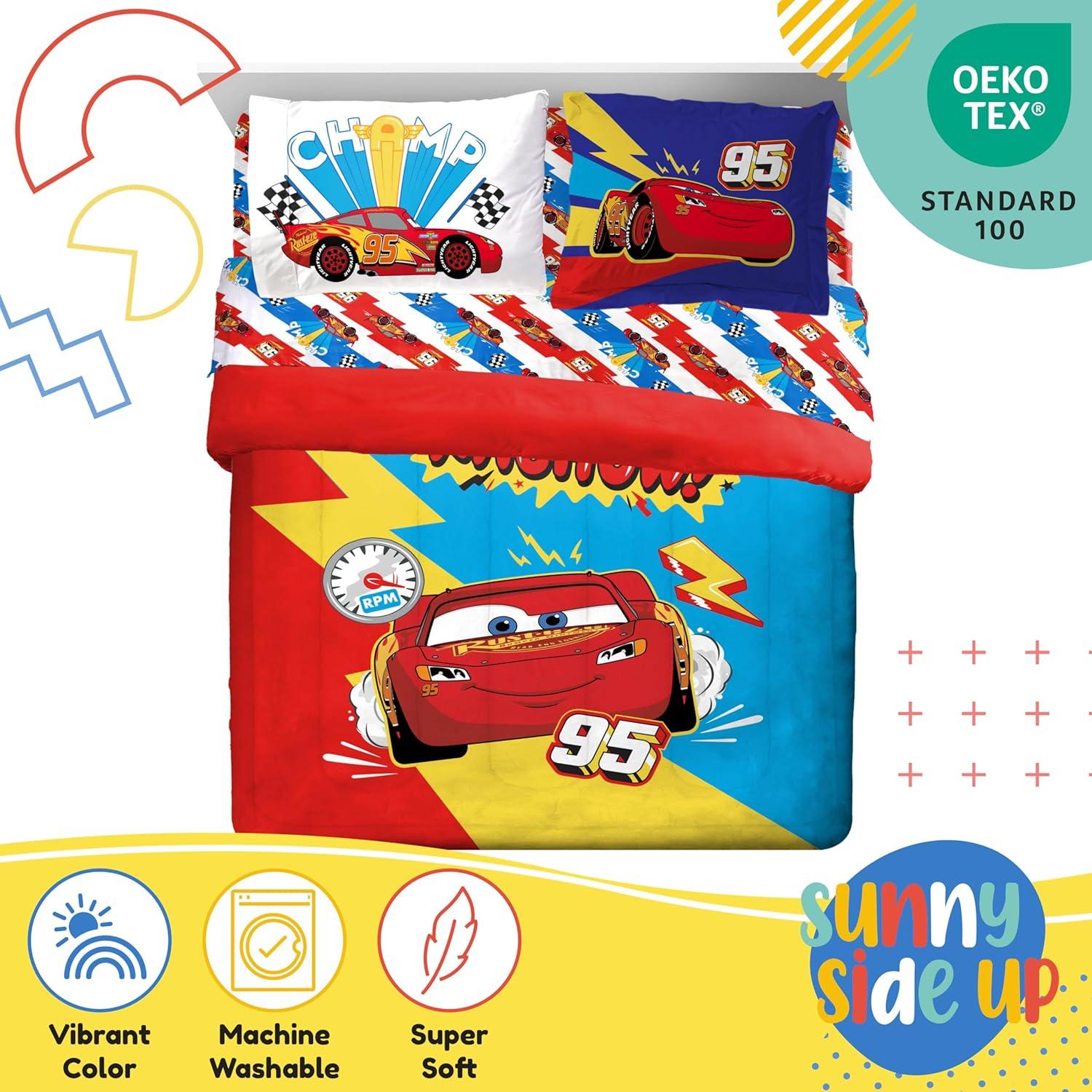 Sunny Side Up Disney Pixar Cars 7 Piece Full Size Bed Set with Sham