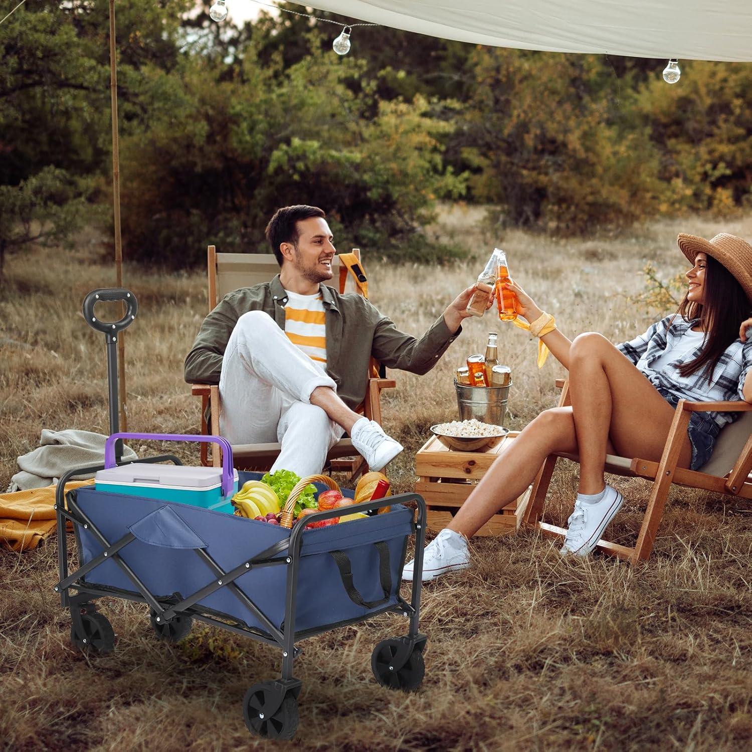 Collapsible Wagon with Big Wheels for Sand, Grocery, Garden, Park, Picnic, Camping, Beach Trip