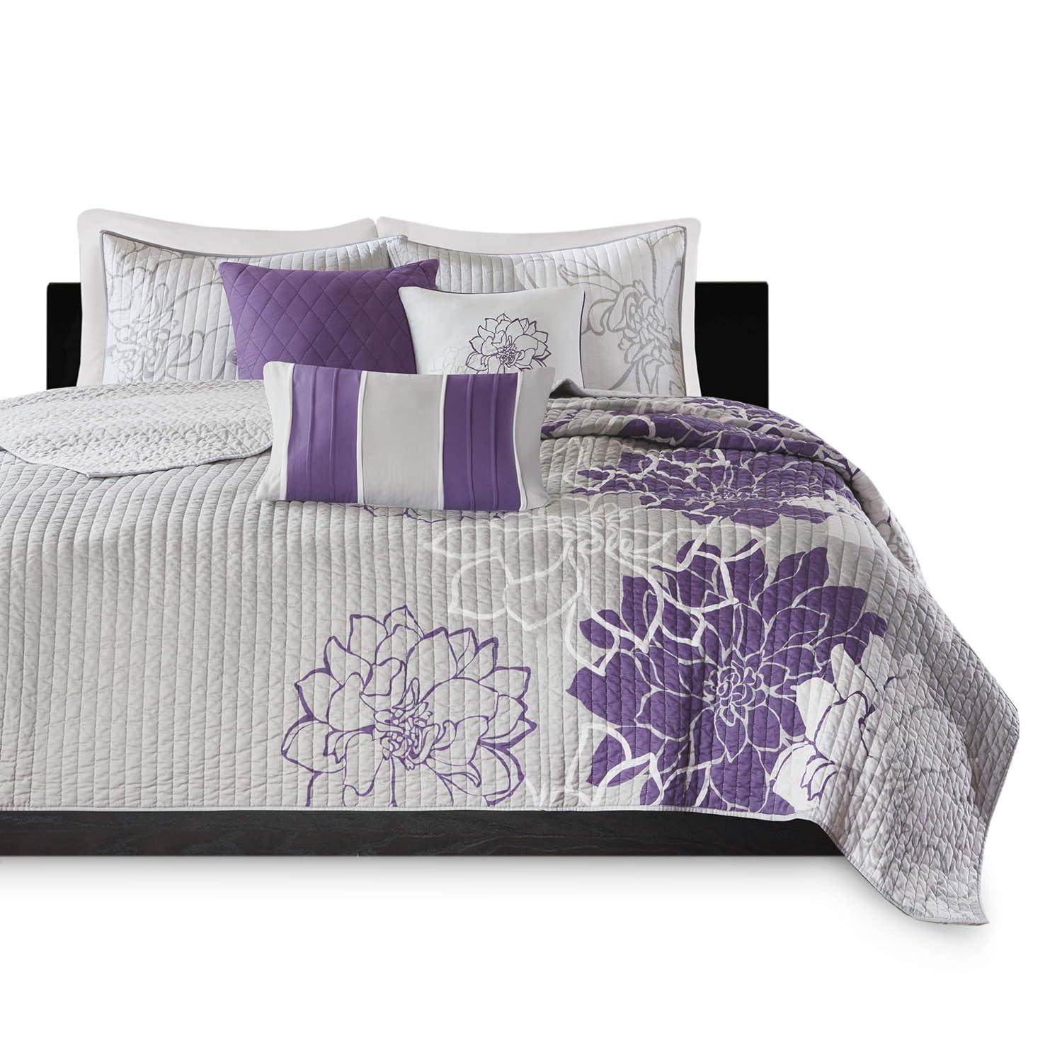 Madison Park Lola Floral 6 Piece Reversible Cotton Quilt Set