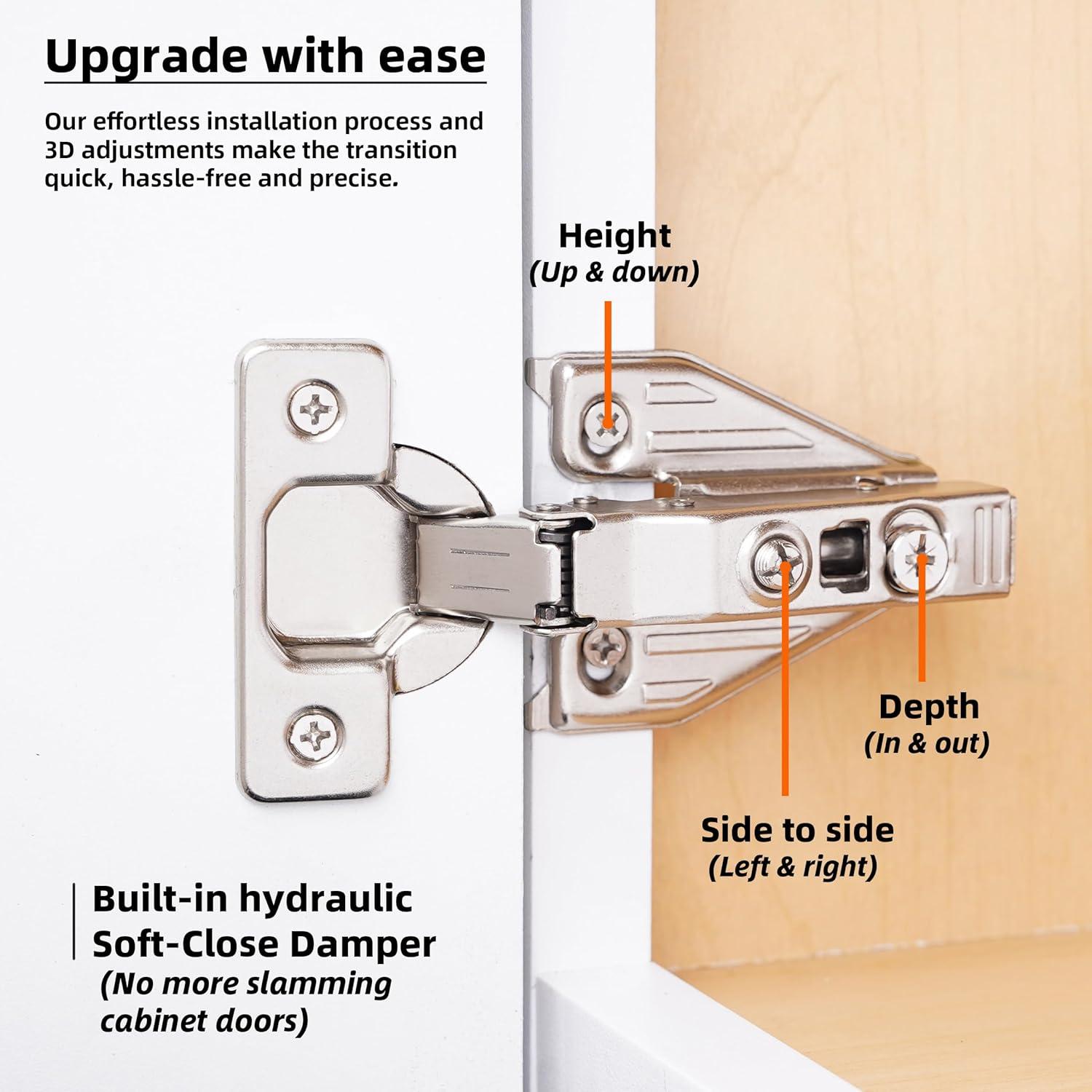 Overlay 105° Face Frame Concealed Cabinet Door Hinge -3 Way Adjustability