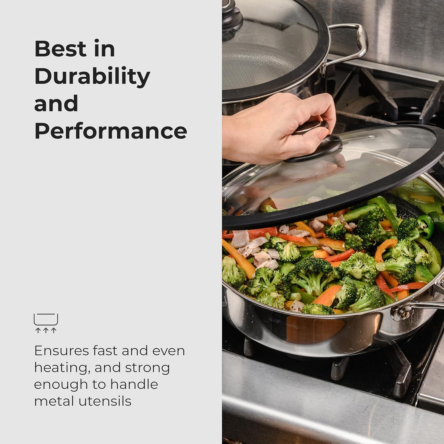 Black Cube by Frileing Hybrid Quick Release Stainless Steel 11" Saute Pan with Helper Handle and Lid