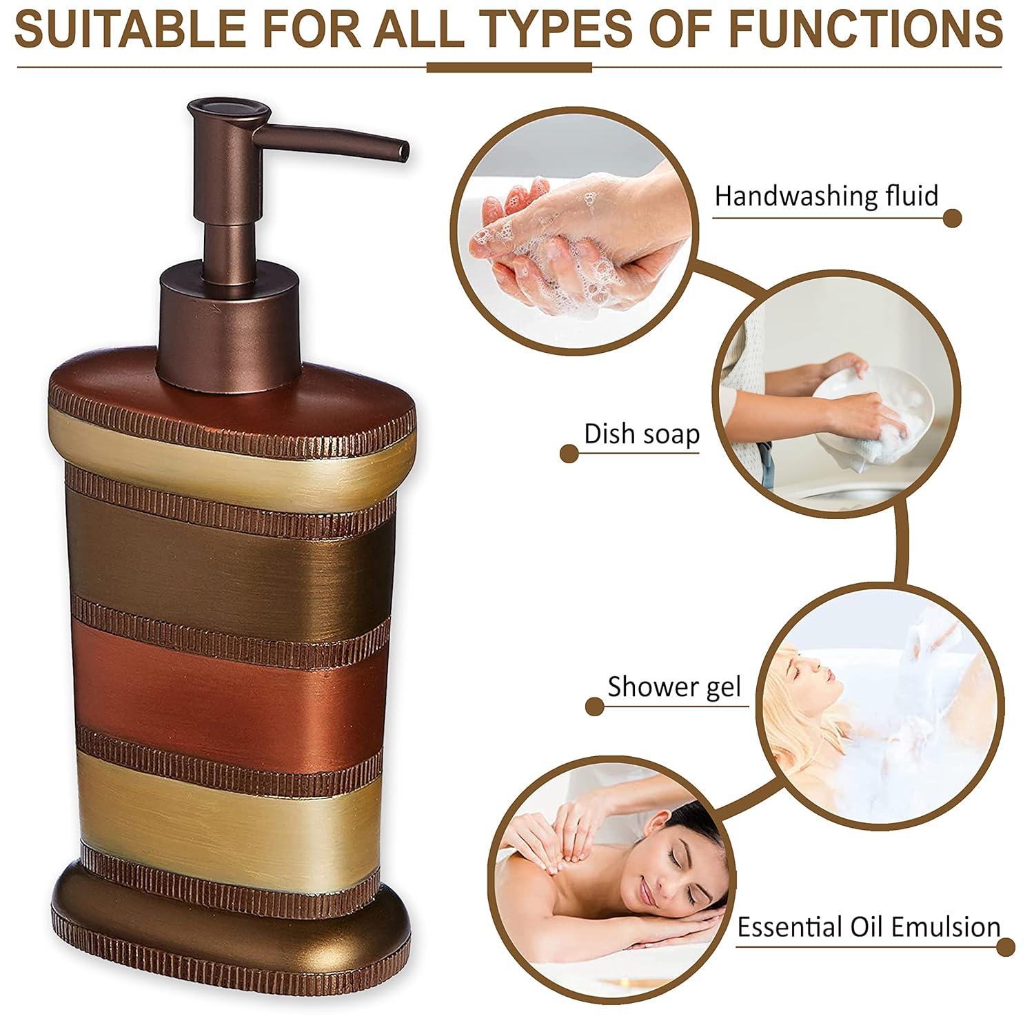 Zahari Home 4pc Contempo Stylish Bathroom Accessories Set Shower Soap Dispenser, Tumbler, Tooth Brush Holder and Soap Holder Luxury Contemporary Decor Unique Design Modern Bathroom Shower Set