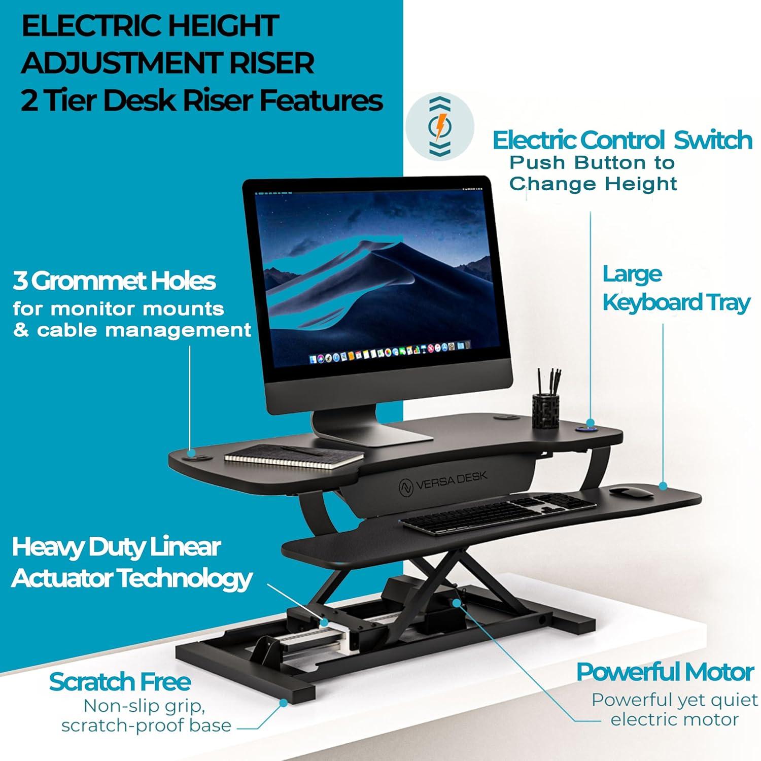 VERSADESK VersaDesk PowerPro Electric Height Adjustable Desk Converter w/ USB Charging Port