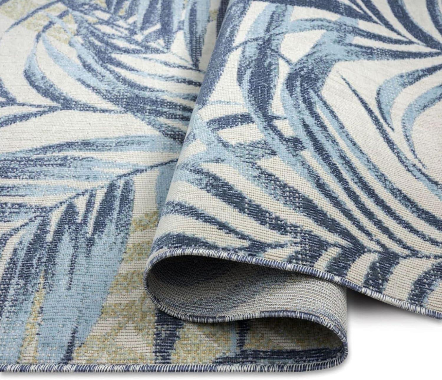 7'10" x 10'2" Malibu Palm Springs Indoor/Outdoor Rug Ivory/Aqua Blue - Tommy Bahama