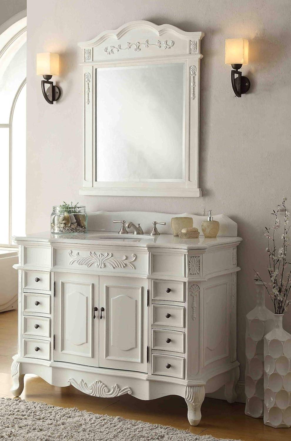 48” Traditional Style White Marble Morton Bathroom Sink Vanity