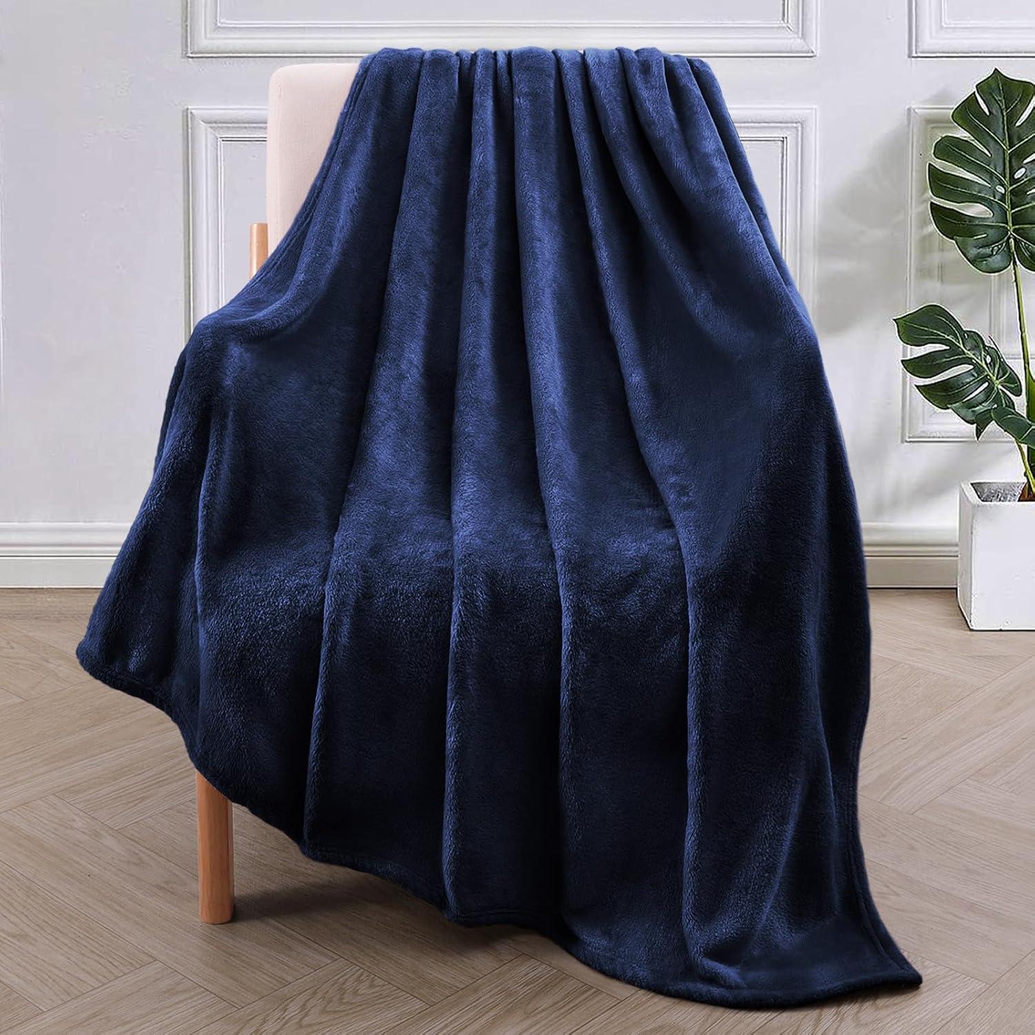 PAVILIA Luxury Fleece Blanket Throw for Bed, Soft Lightweight Plush Flannel Blanket for Sofa Couch