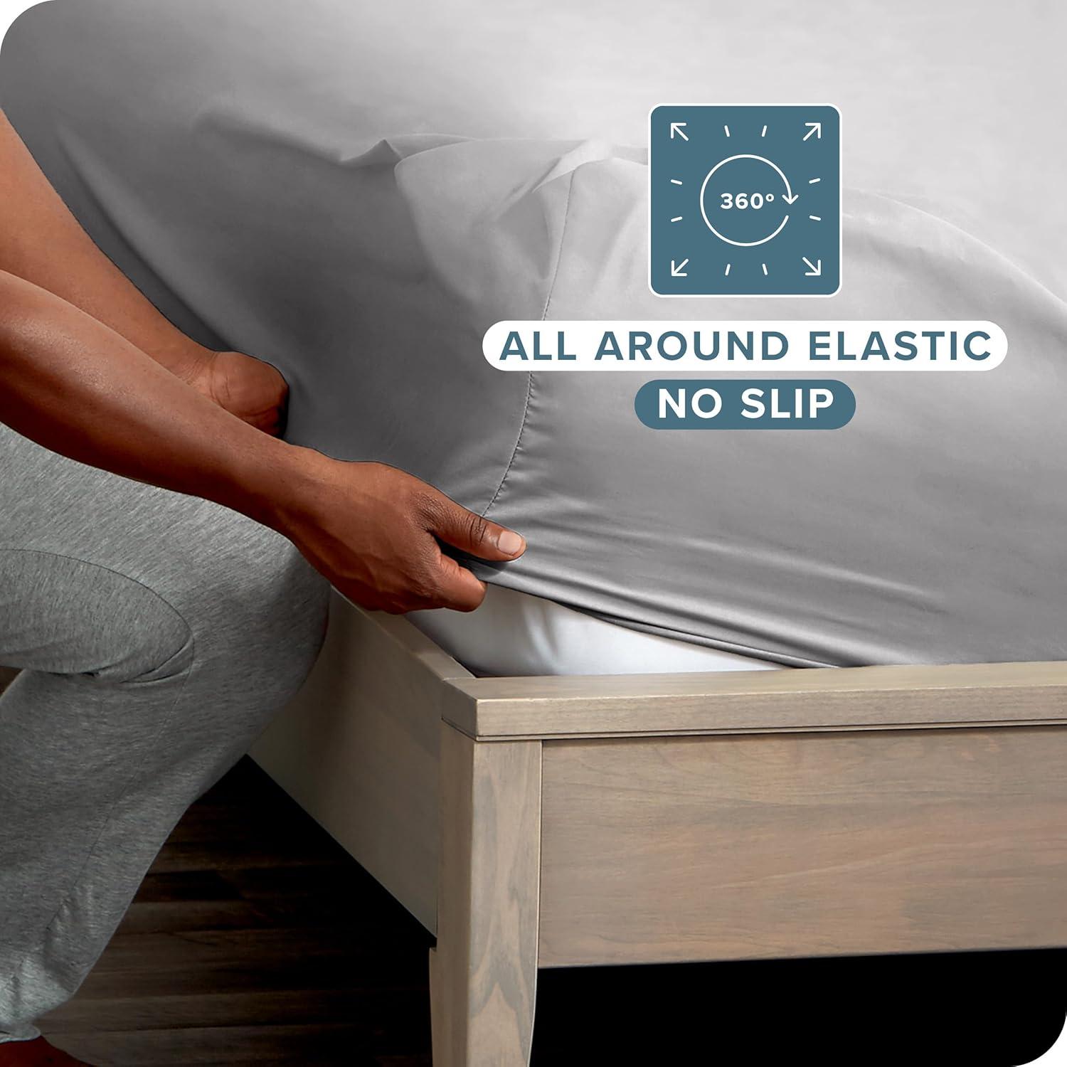 Bare Home 2-Pack Fitted Sheets - Premium 1800 Collection - Ultra-soft - Deep Pocket - Short Queen, Cloud Gray