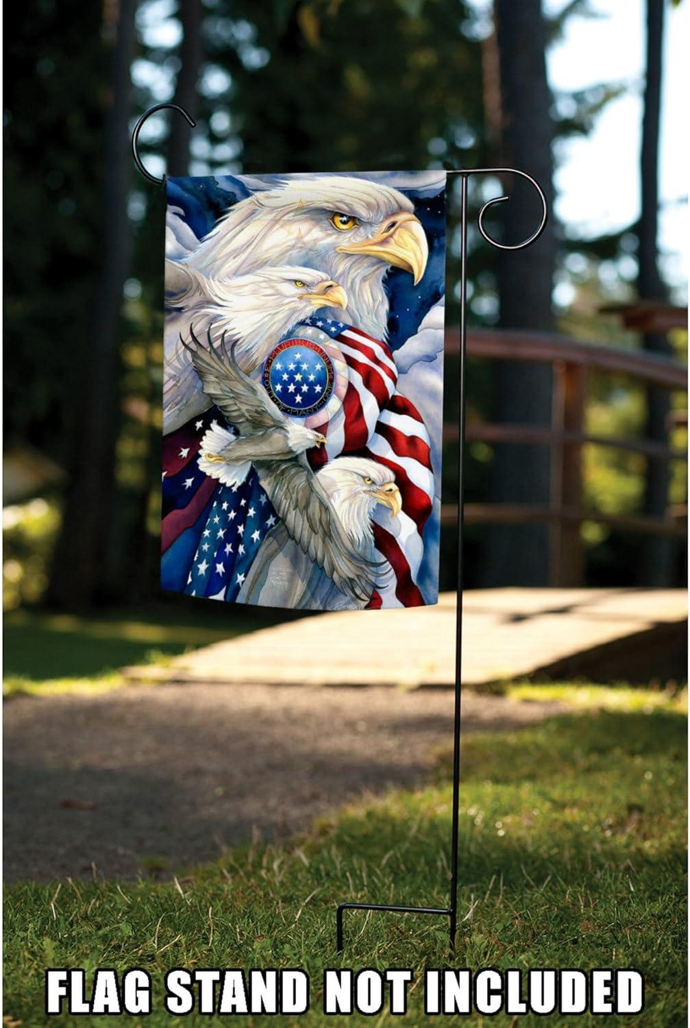 Toland Home Garden Stand In Unity Bald Eagle Patriotic Flag Double Sided 12x18 Inch
