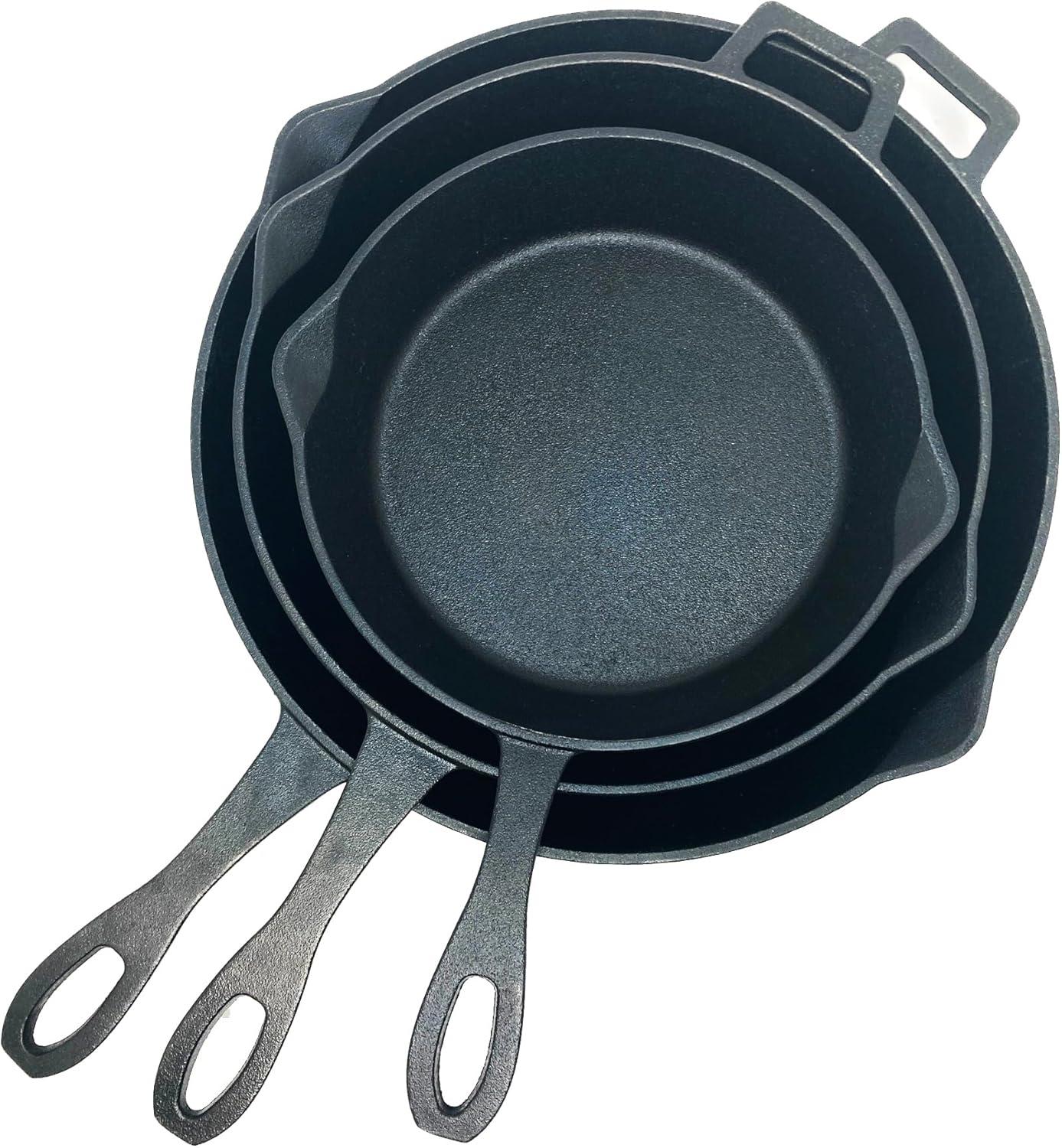 Bayou Classic Black Cast Iron 3-Piece Skillet Set