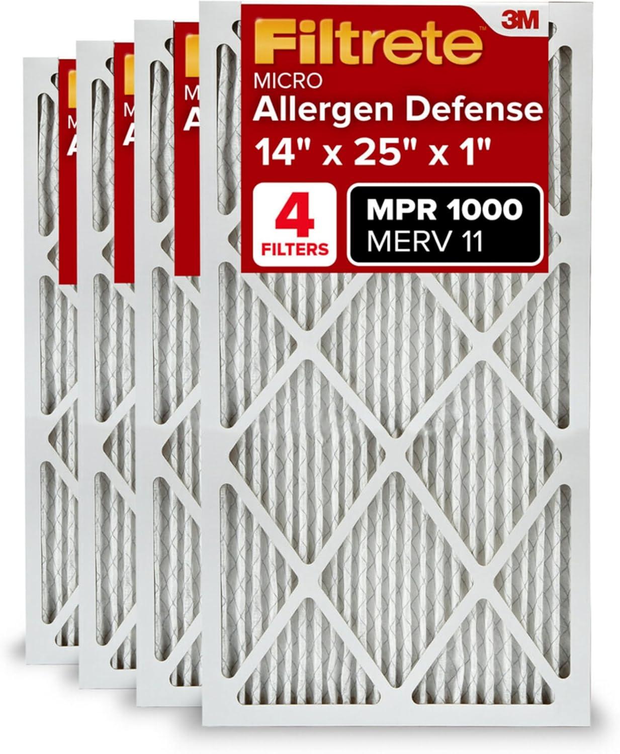 Filtrete 14x25x1 MPR 1000 Allergen Defense Furnace Air Filter, 4-Pack