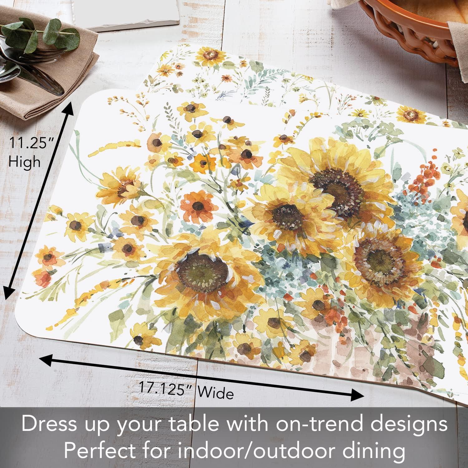 Sunflowers Forever 4 Piece Reversible Flexible Plastic Placemats