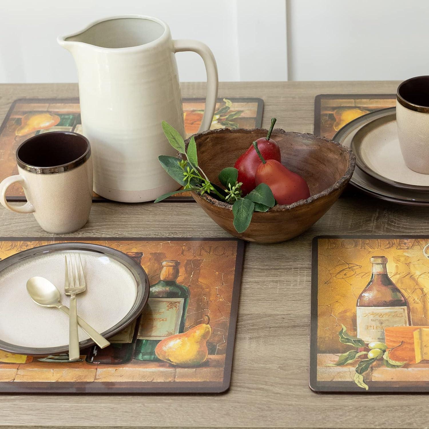 Elegant Hand-Painted Cork Placemats Set of 4