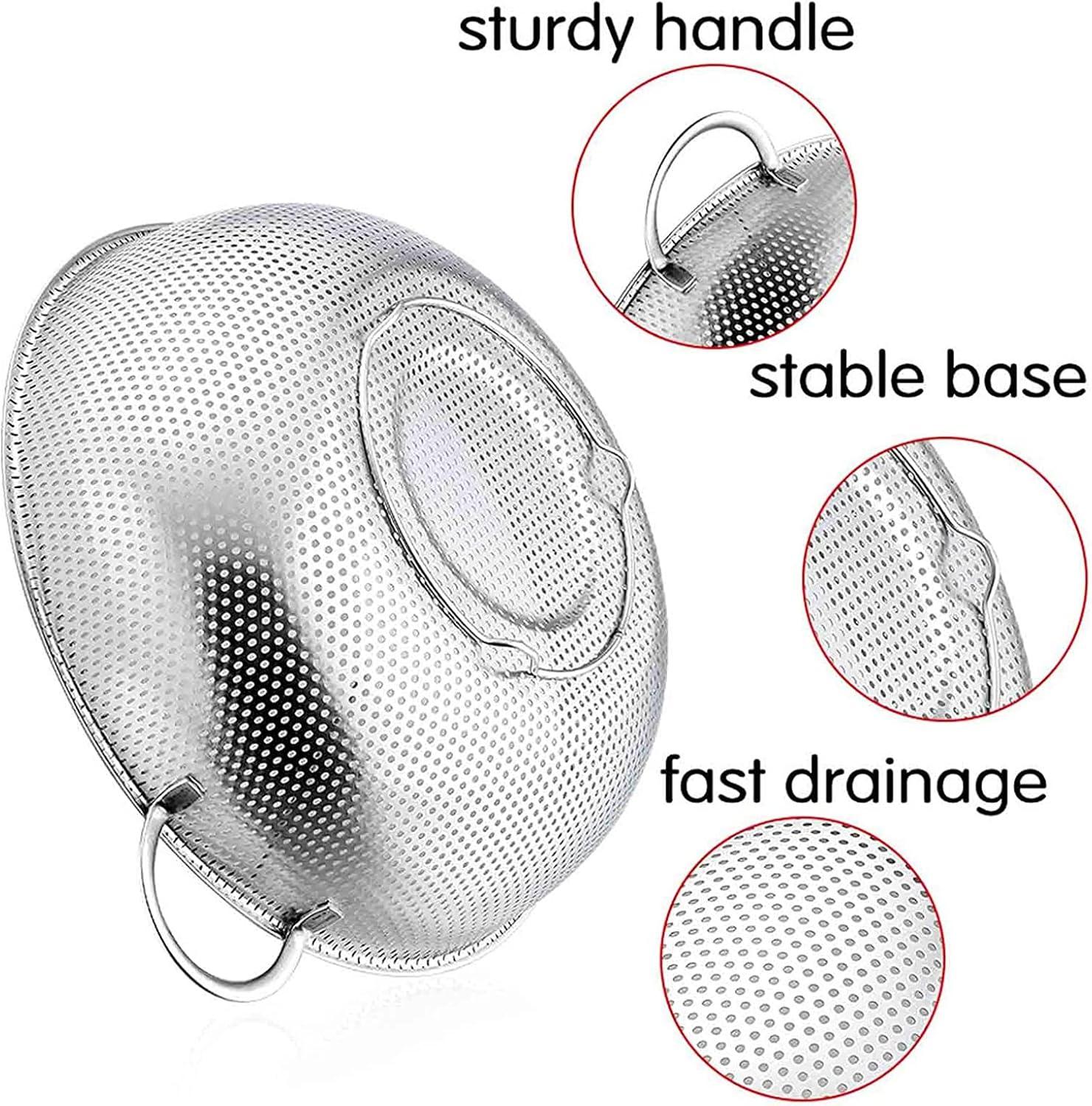 Stainless Steel Fine Mesh Colander Strainer Rice Pasta Spaghetti Noodles Veg✨z J5B5