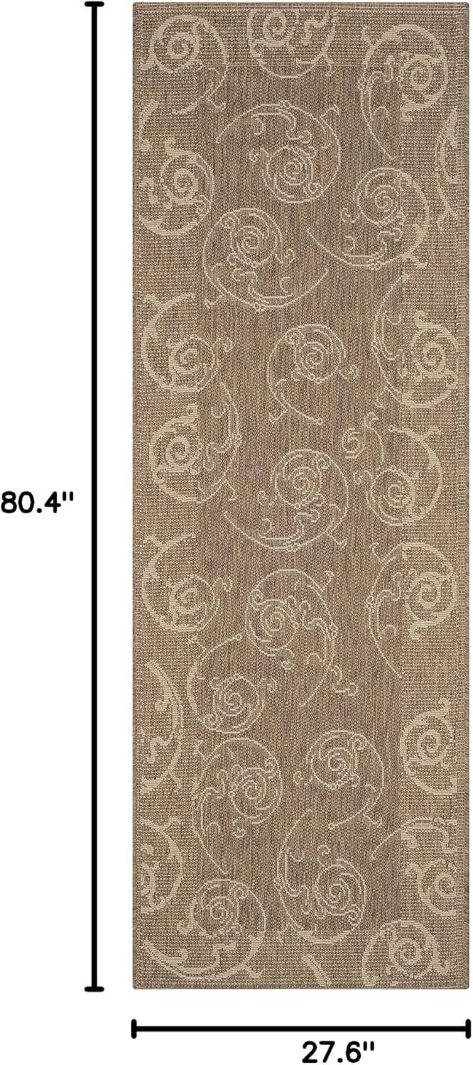SAFAVIEH Courtyard Daniel Oriental Indoor/Outdoor Runner Rug, Brown/Natural, 2'3" x 6'7"