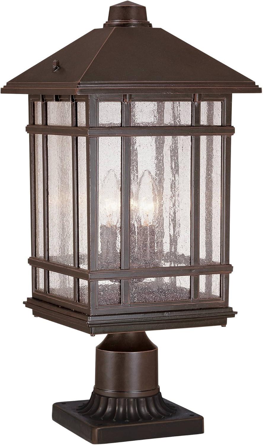 Kathy Ireland Sierra Rustic Outdoor Post Light Rubbed Bronze with Pier Mount Adapter 22" Seedy Glass Panels for Exterior Barn Deck House Porch Yard