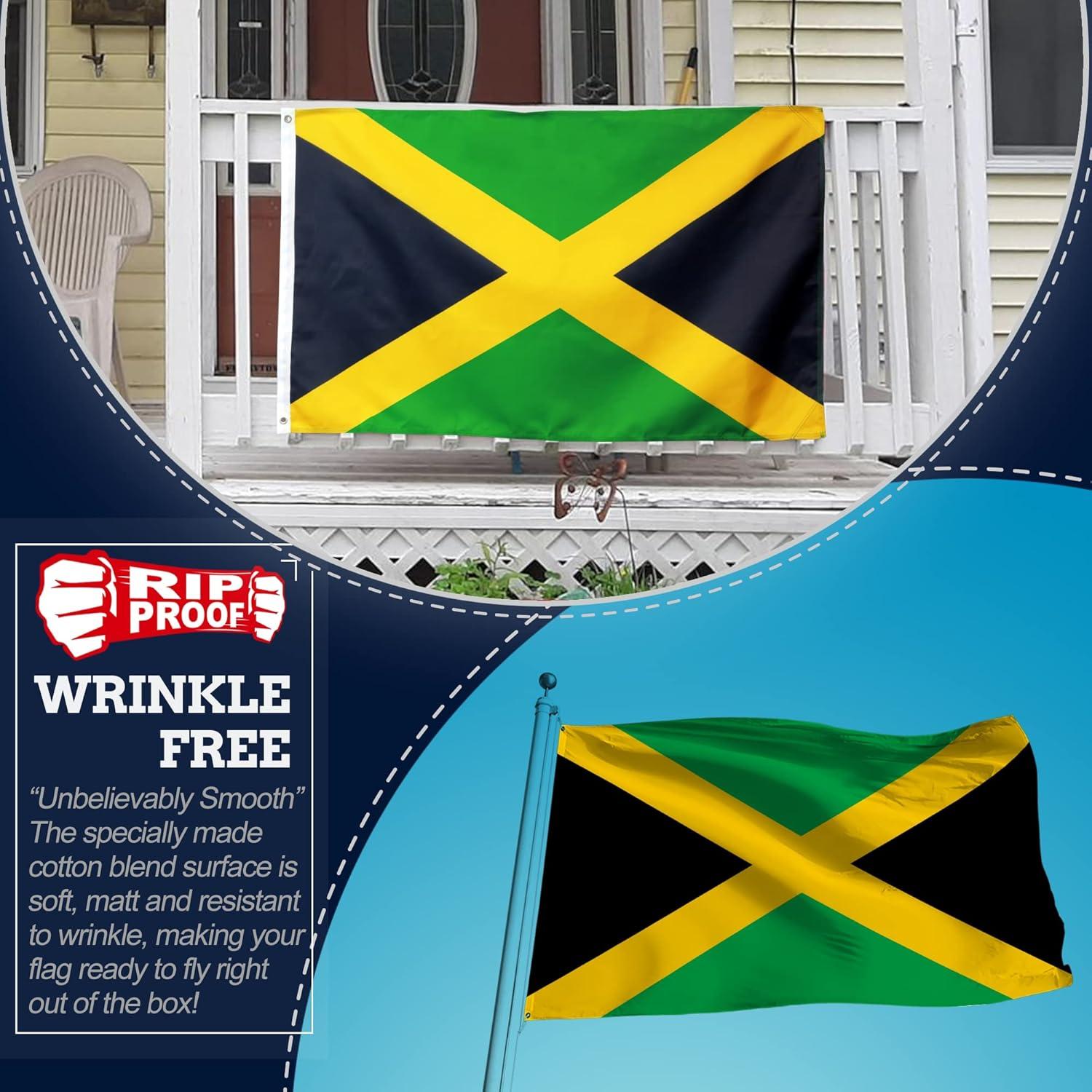 Anley Rip-Proof Double Sided 3-Ply Jamaica Flag 3x5 Ft - Jamaican National Flags