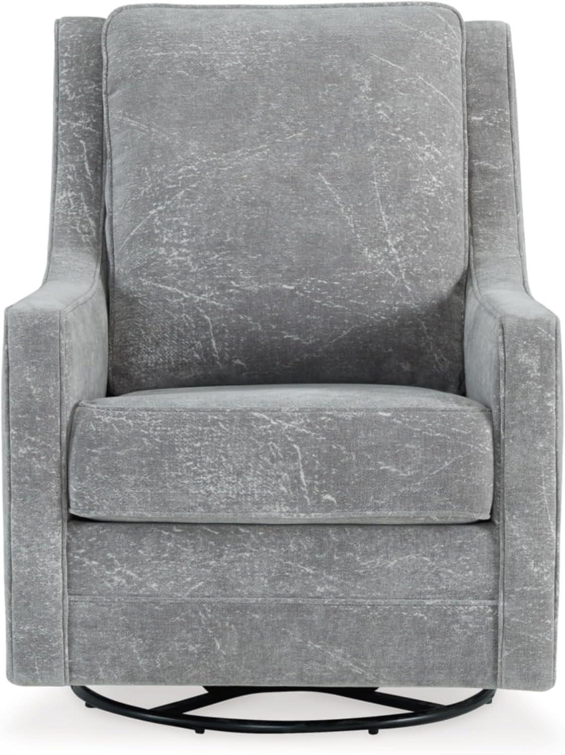 Gray Polyester Swivel Glider Accent Chair