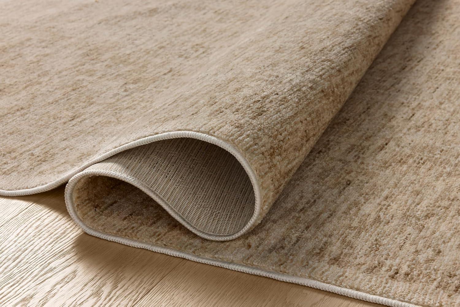Taupe and Bone Synthetic Rectangular Runner Rug, 95" Length