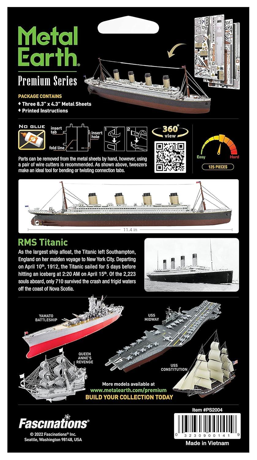 Metal Earth Premium RMS Titanic 3 Sheet 3D Laser Cut Model + Tweezers 01419