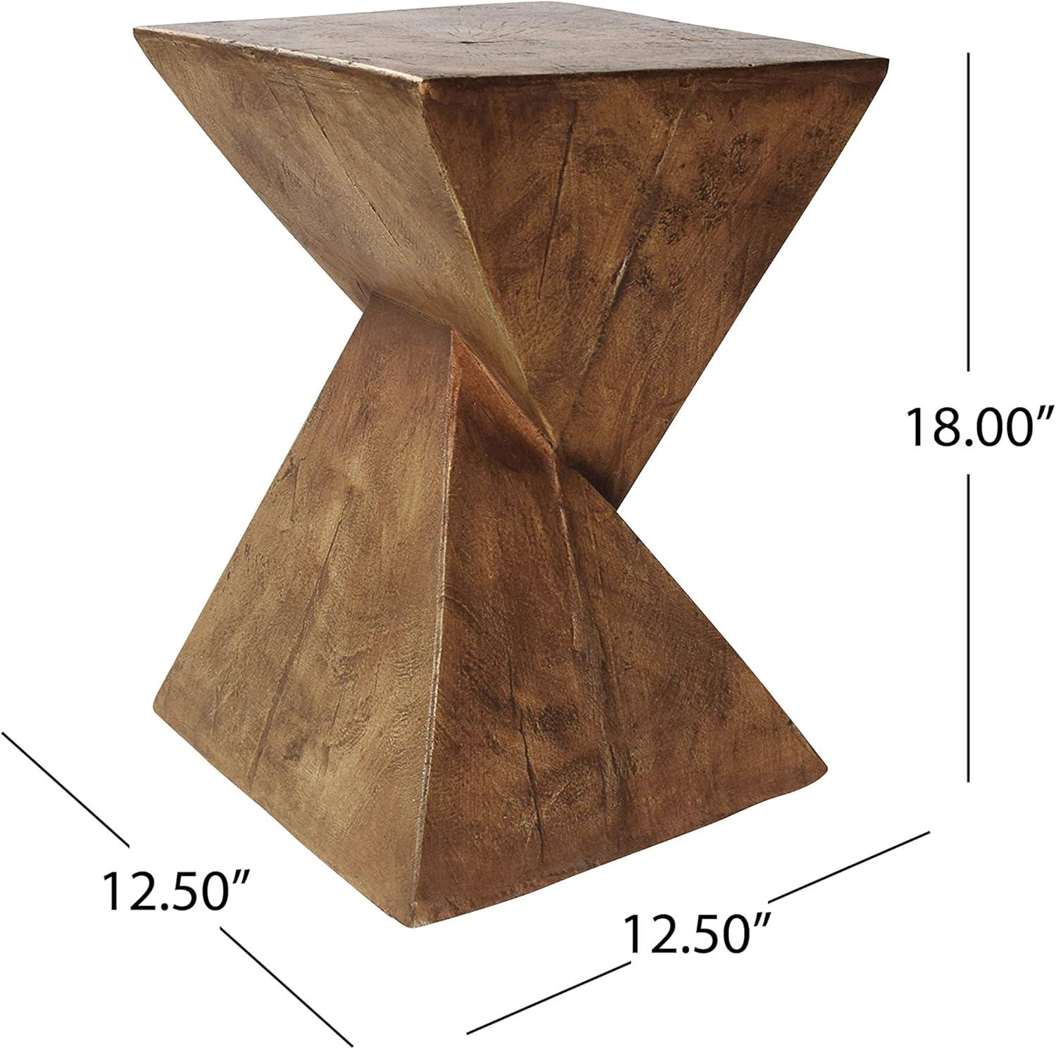 Kajsa Twisted Hourglass Modern Lightweight Concrete Accent Table, Natural Finish