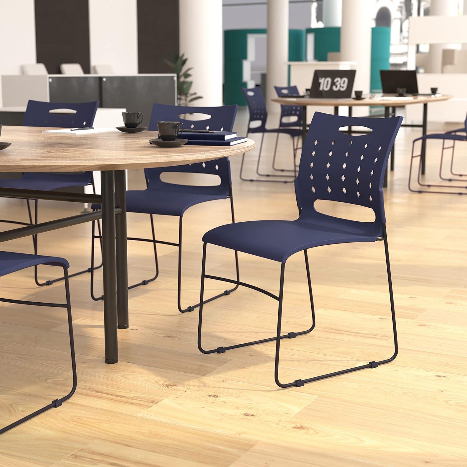 Flash Furniture Heidi 881 lb. Capacity Sled Base Stack Chair with Air-Vent Back (Set of 5)