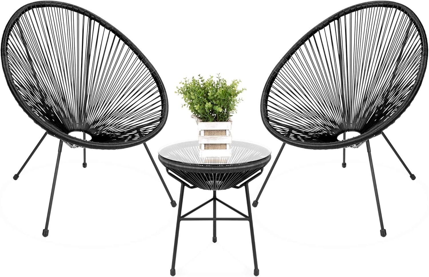 Natural Acapulco 3-Piece Patio Set with Glass Table