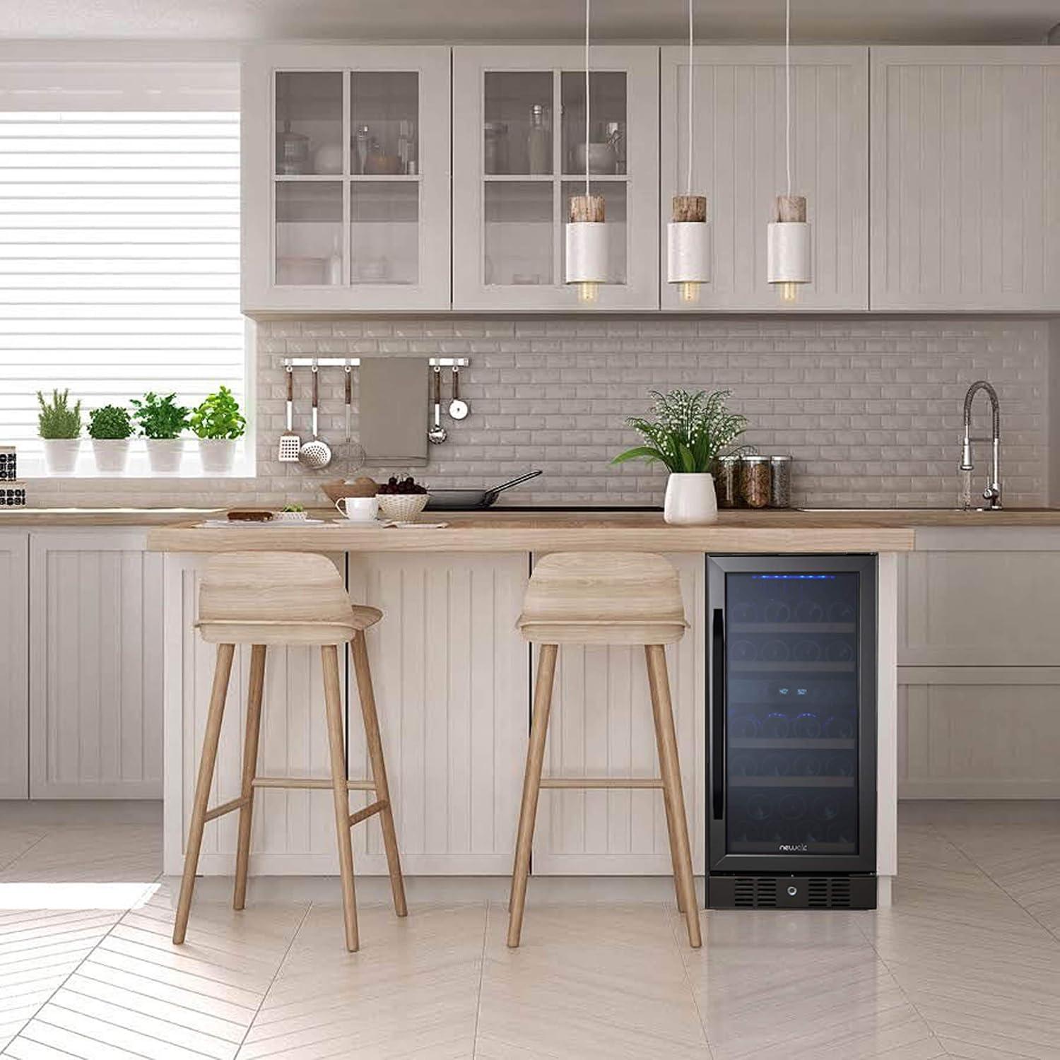 Newair 29 Bottle Stainless Steel Dual Zone Freestanding/Built-In Wine Refrigerator