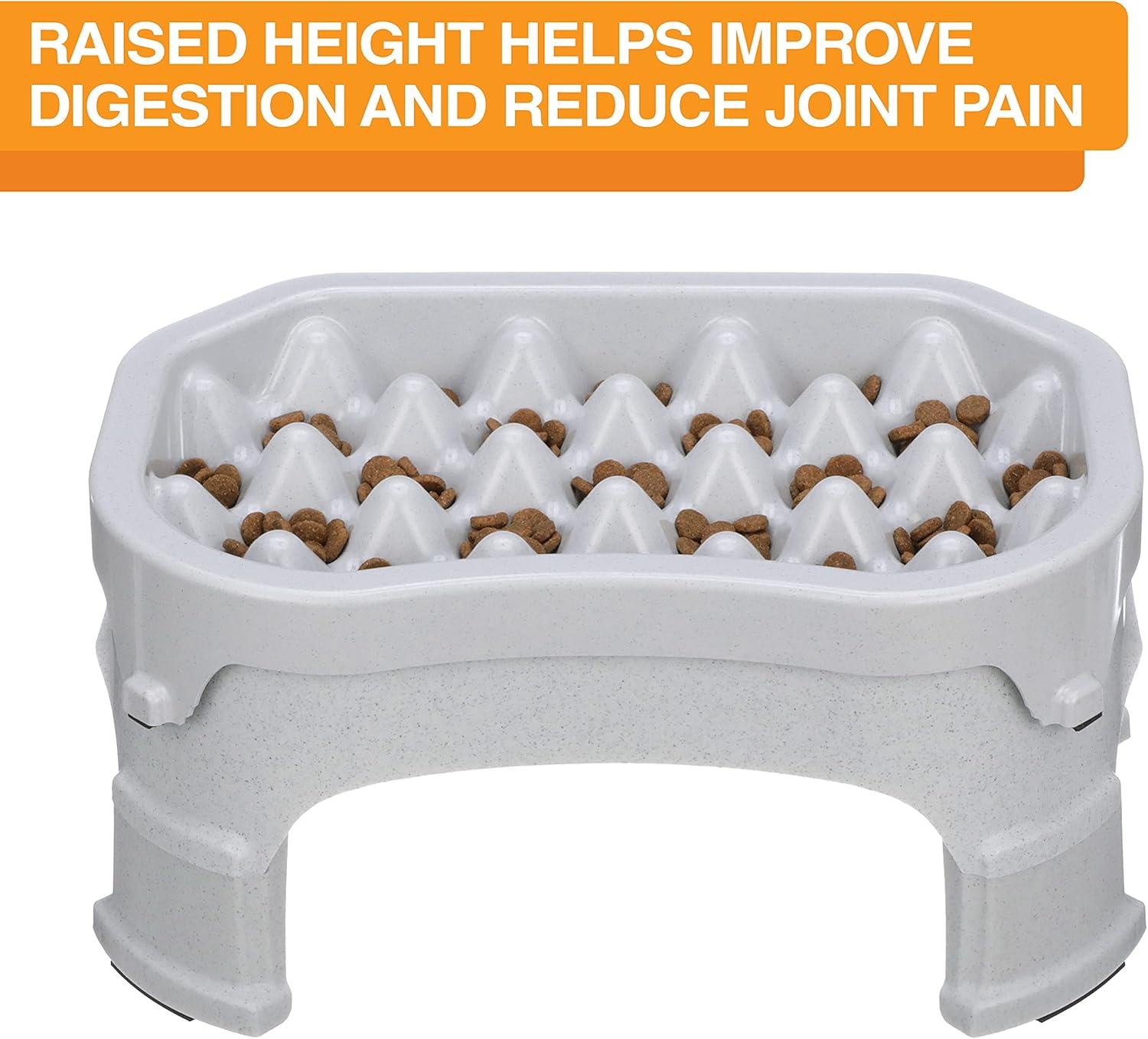 Neater Pet Brands Raised Neater Slow Feeder - Elevated & Adjustable Feeding Height - Improves Digestion, Stops Obesity, and Slows Down Eating, 6 Cups, Vanilla Bean