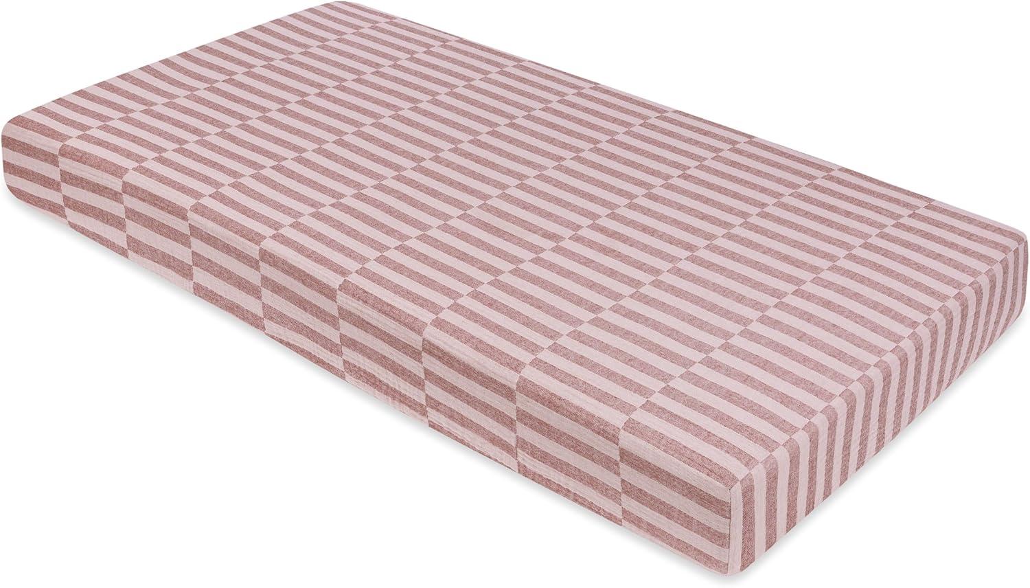 babyletto Maroon Stripe Muslin Crib Sheet