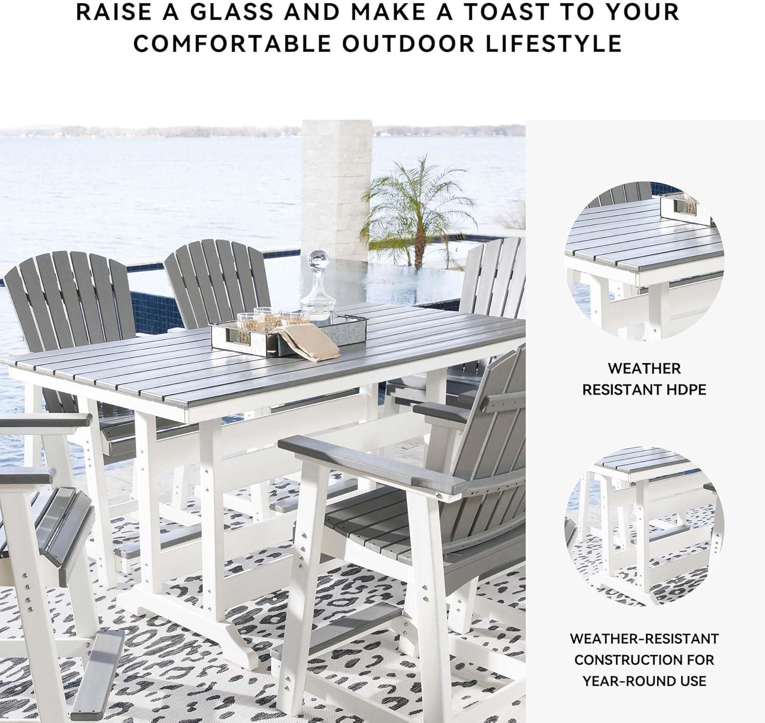 Ashley Furniture Transville Outdoor Plastic Dining Table in Gray and White