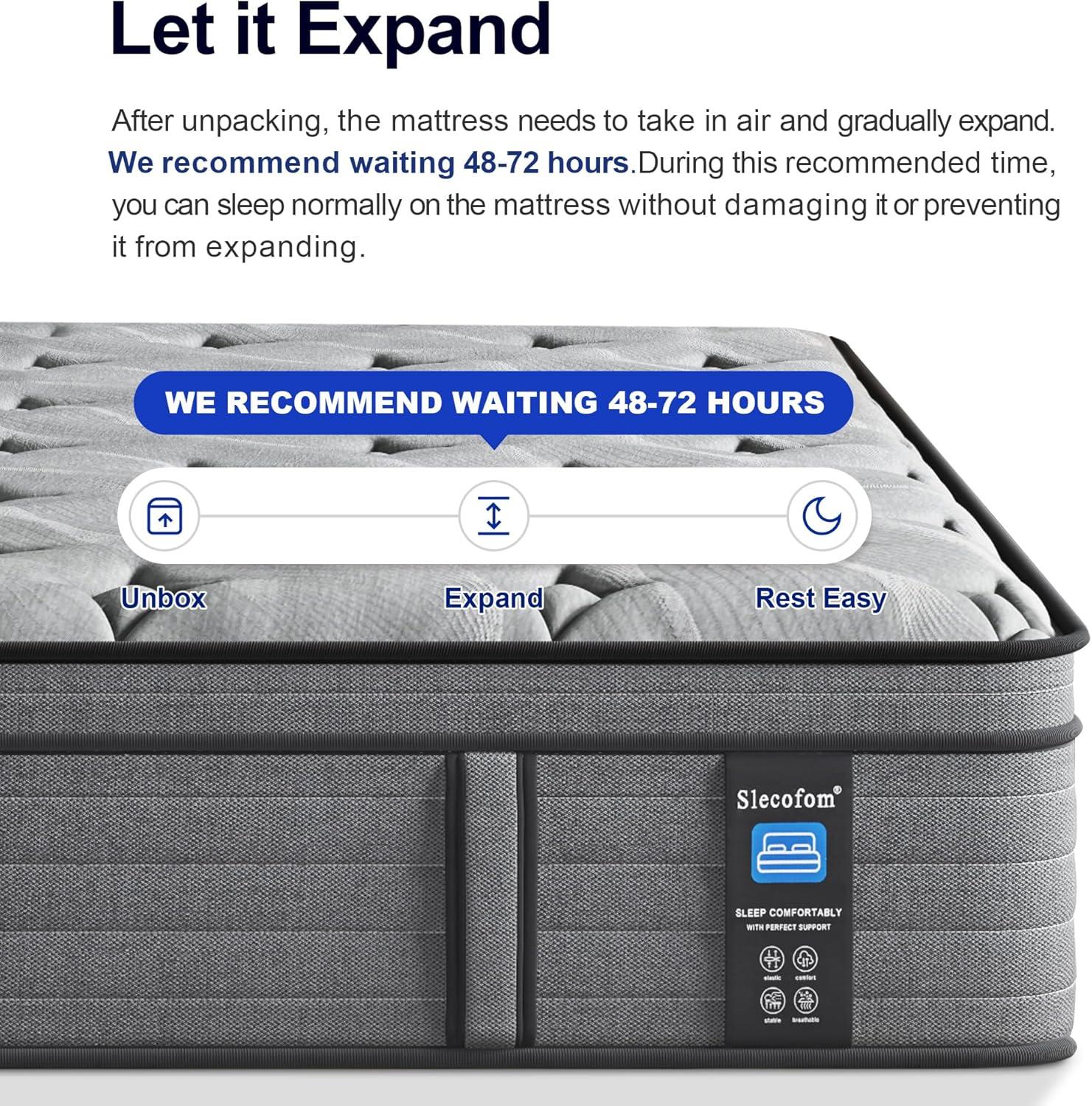 Slecofom 14 Inch Queen Mattress, Medium Firm Hybrid Queen Size Mattress in a Box, Pressure Relief Cooling-Gel Memory Foam, Breathable Knitted Cover, Pocket Spring-Motion Isolation, Fiberglass-Free