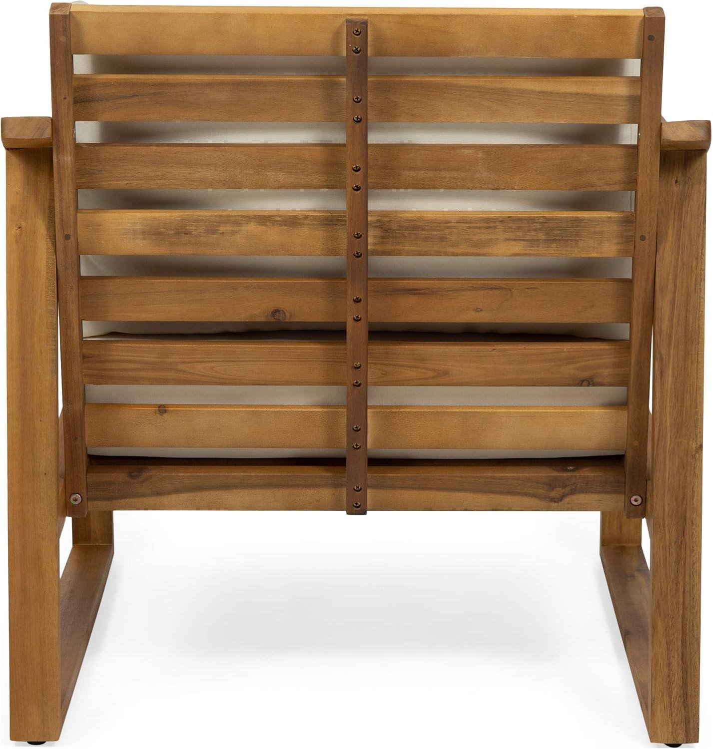 Christopher Knight Home Adolph Outdoor Acacia Wood Club Chairs with Water Resistant Cushions, Teak and Beige